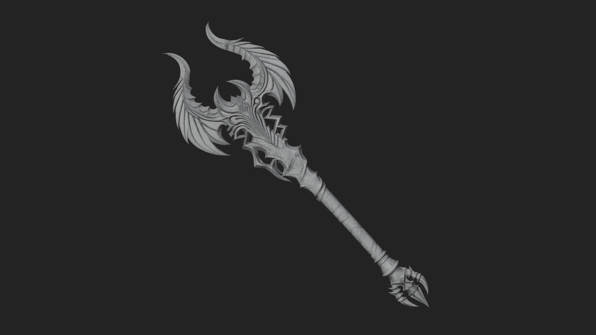 Dark Axe Head Staff Model Design 14 3D Print Model 3D Model