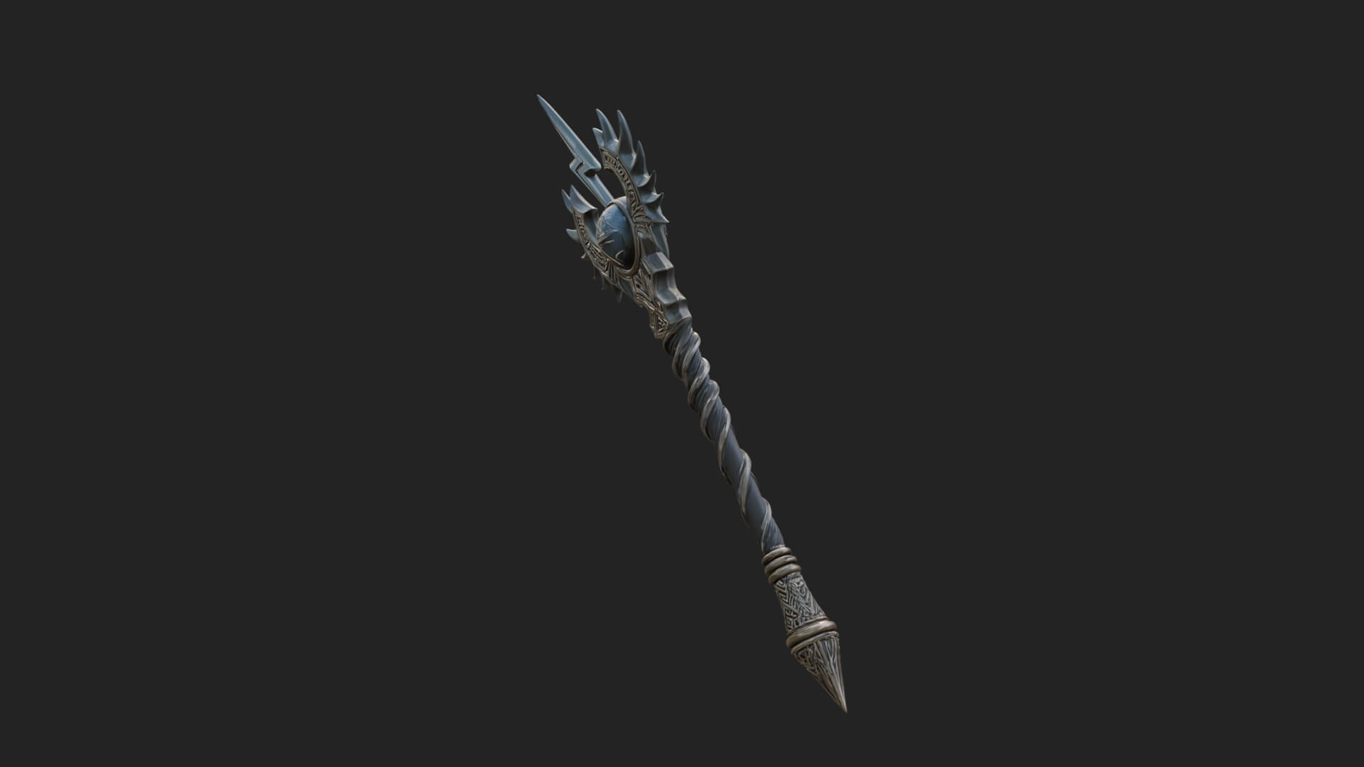 Dark Axe Head Staff Model Design 15 3D Print Model 3D Model