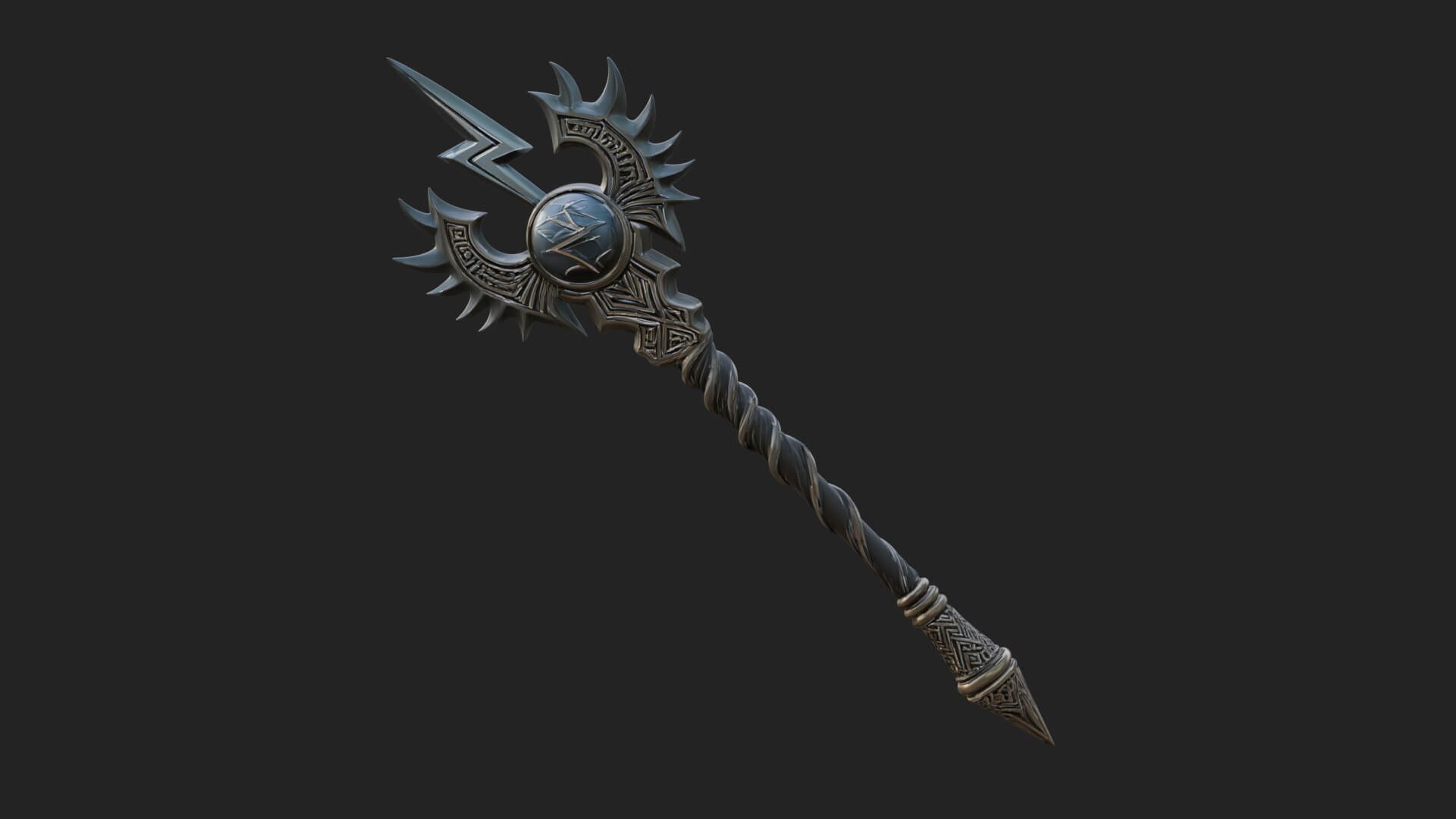 Dark Axe Head Staff Model Design 15 3D Print Model 3D Model