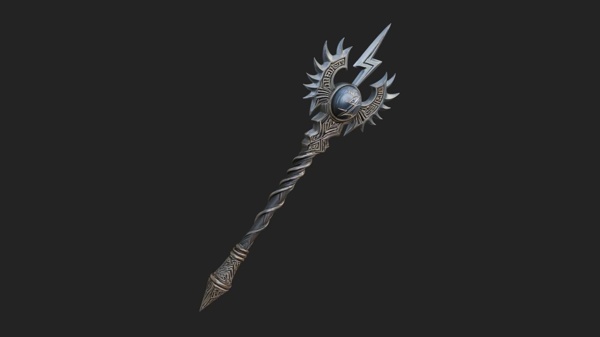Dark Axe Head Staff Model Design 15 3D Print Model 3D Model