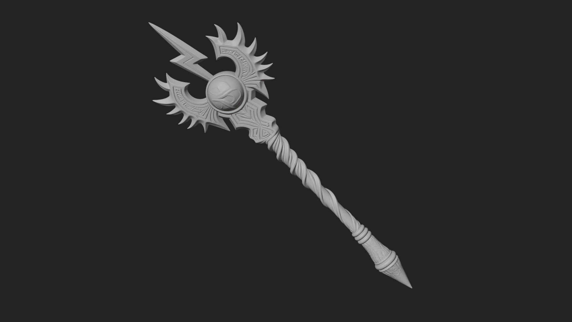 Dark Axe Head Staff Model Design 15 3D Print Model 3D Model