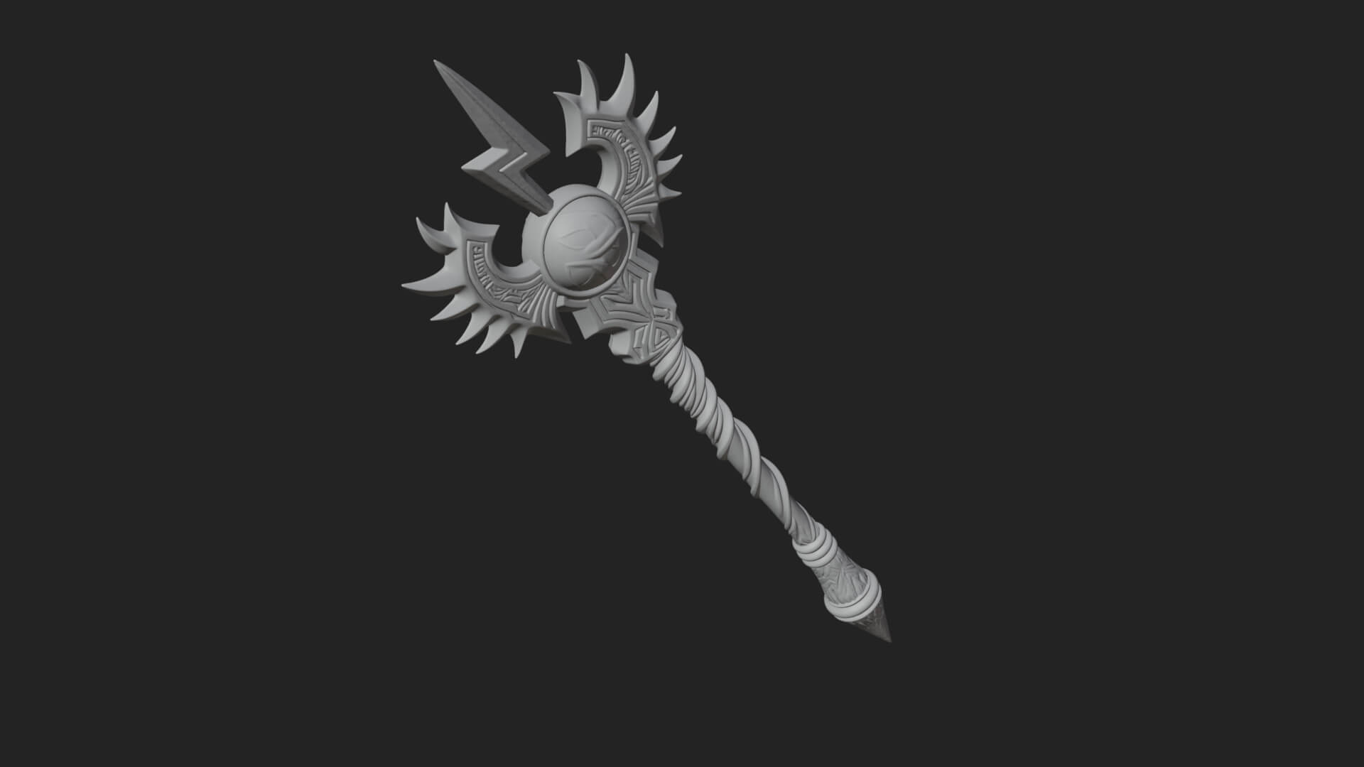 Dark Axe Head Staff Model Design 15 3D Print Model 3D Model