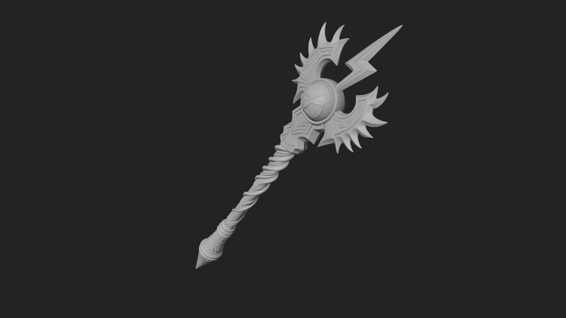 Dark Axe Head Staff Model Design 15 3D Print Model 3D Model
