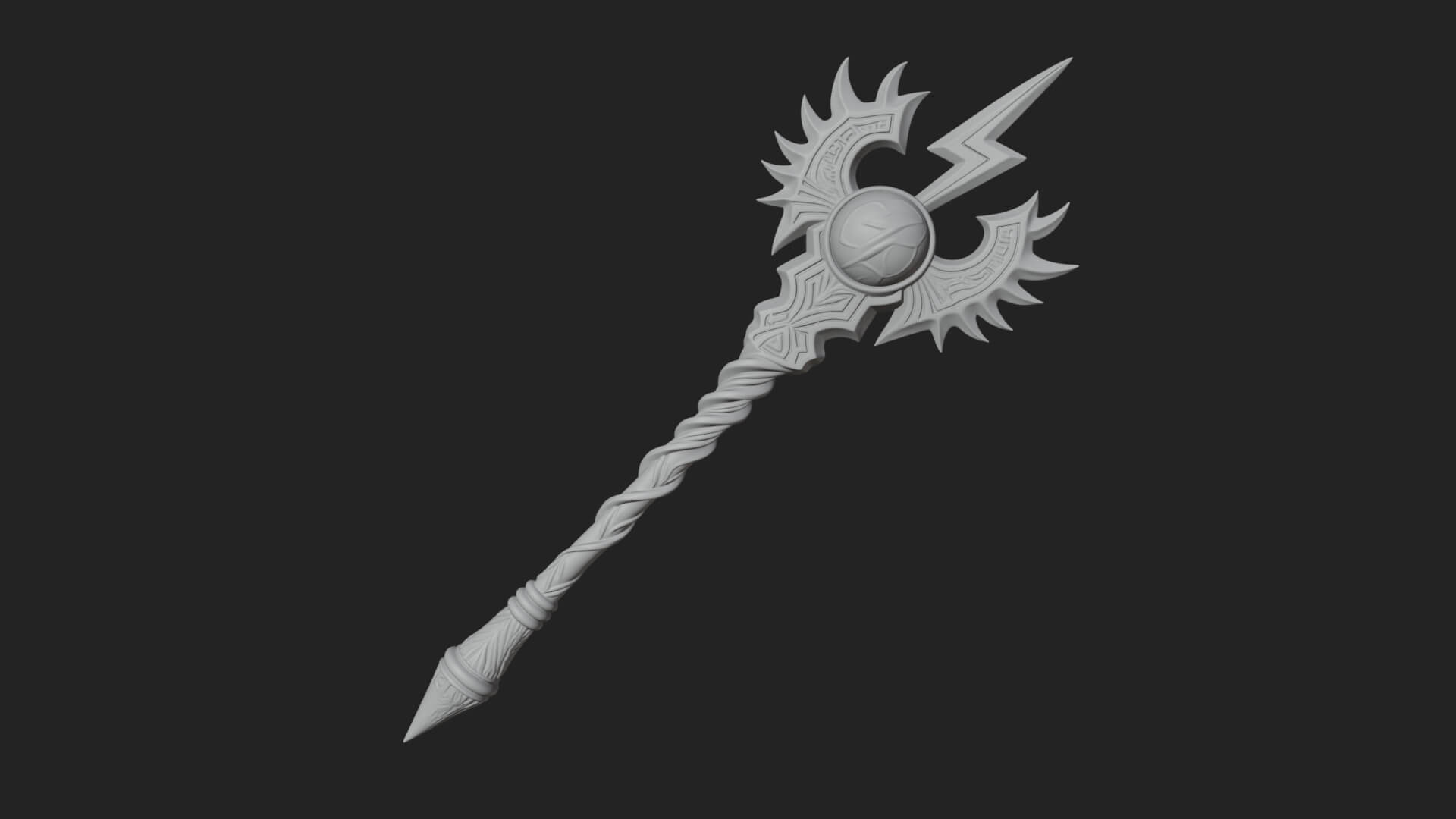 Dark Axe Head Staff Model Design 15 3D Print Model 3D Model