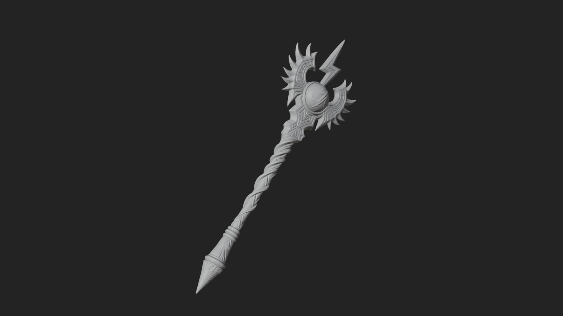 Dark Axe Head Staff Model Design 15 3D Print Model 3D Model