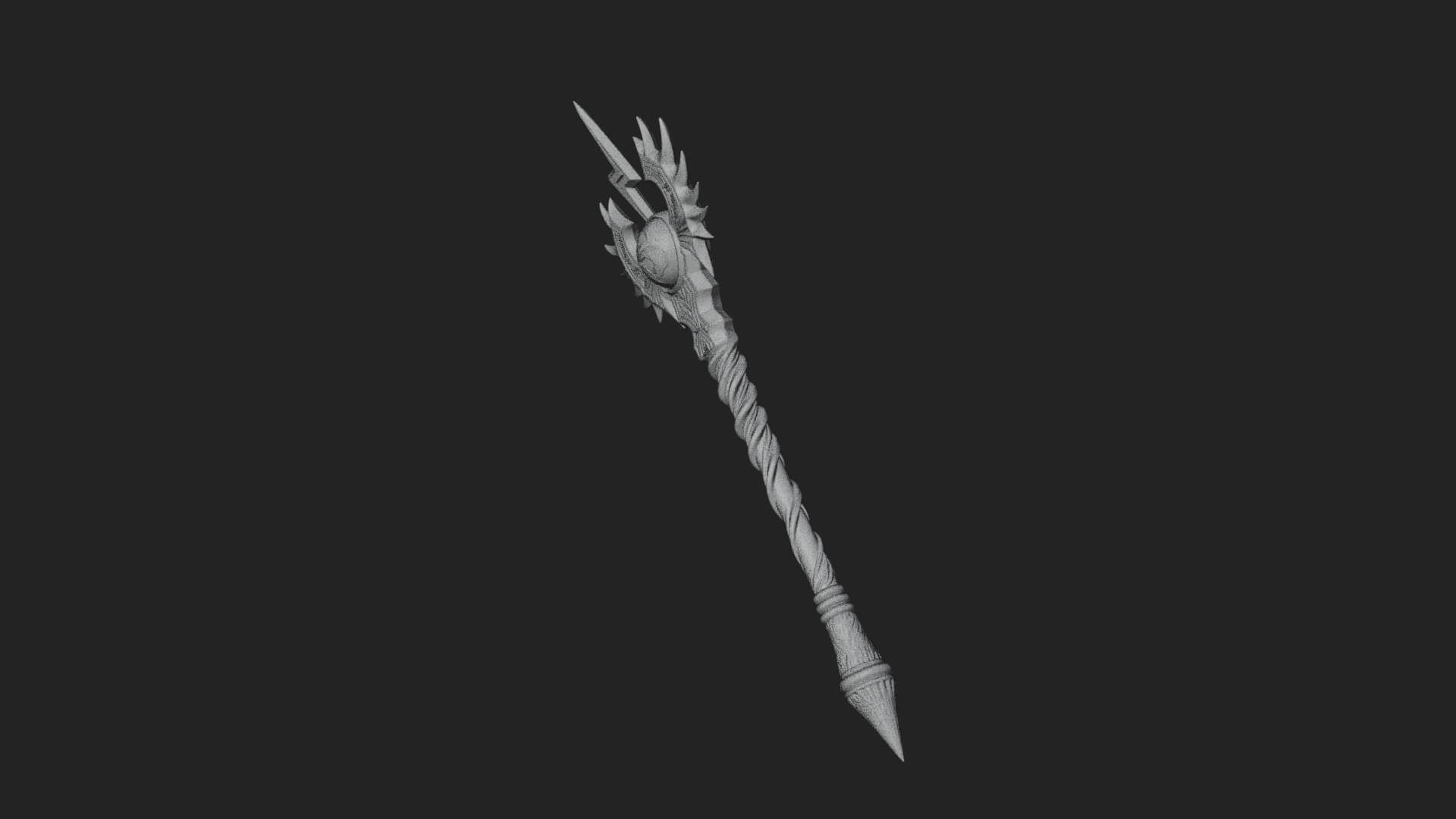 Dark Axe Head Staff Model Design 15 3D Print Model 3D Model