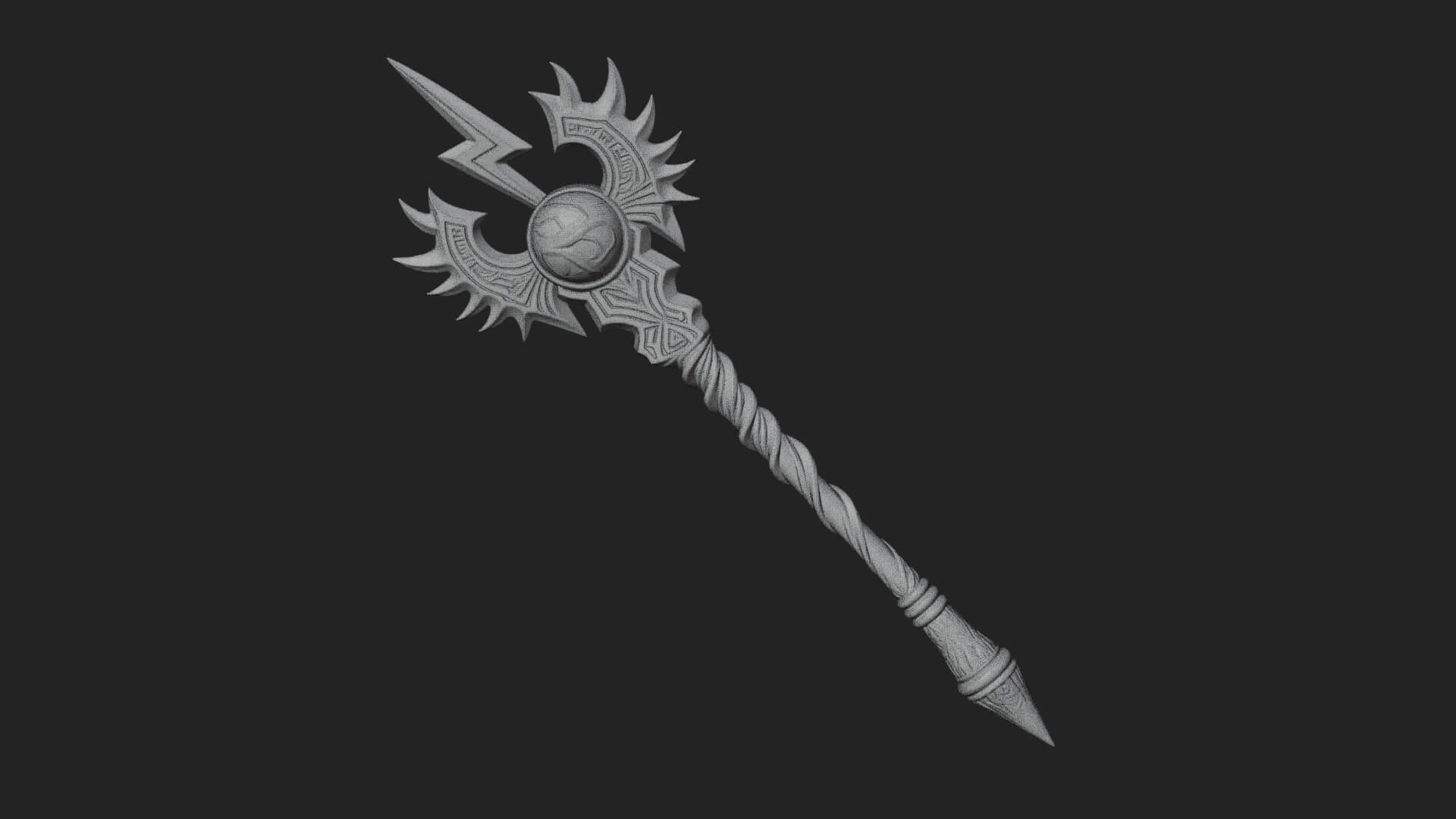 Dark Axe Head Staff Model Design 15 3D Print Model 3D Model