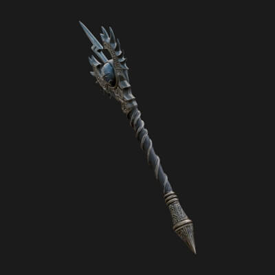 Dark Axe Head Staff Model Design 15 3D Print Model