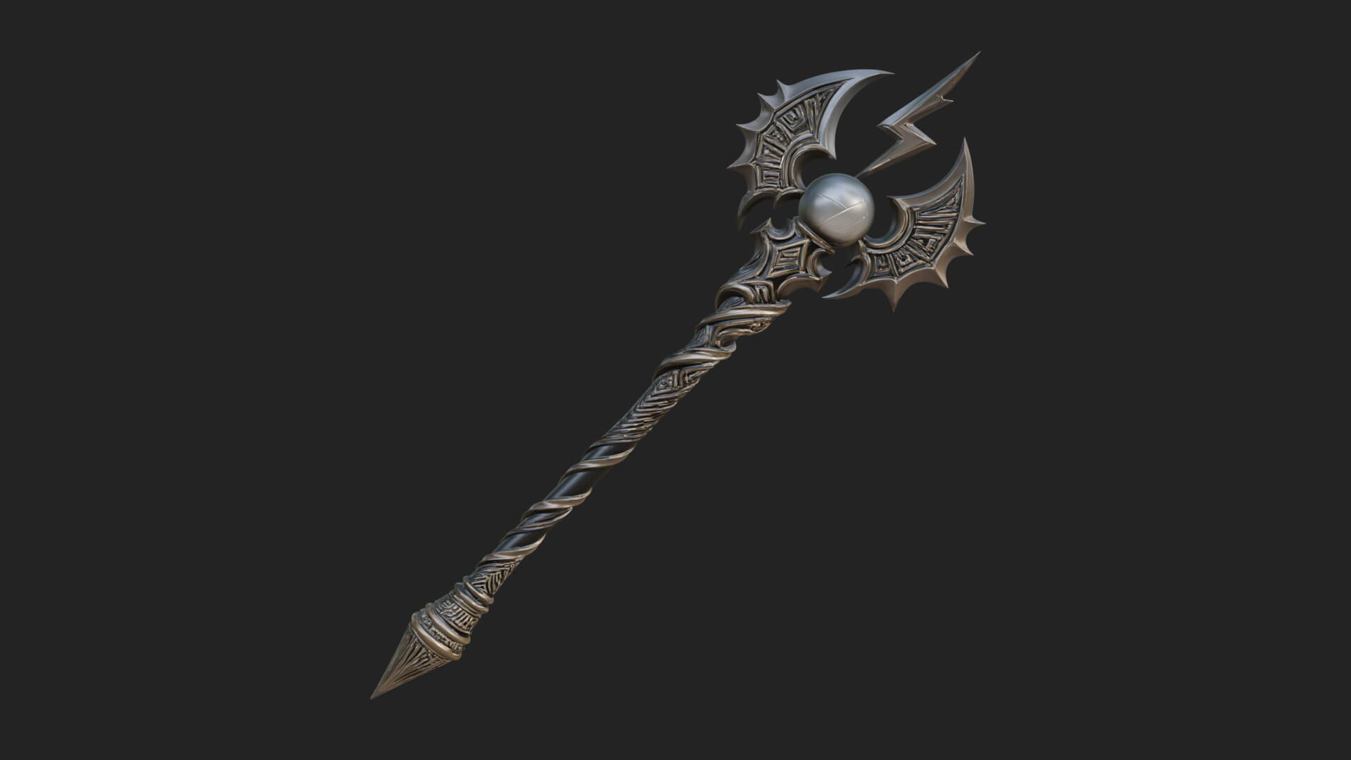 Dark Axe Head Staff Model Design 16 3D Print Model 3D Model