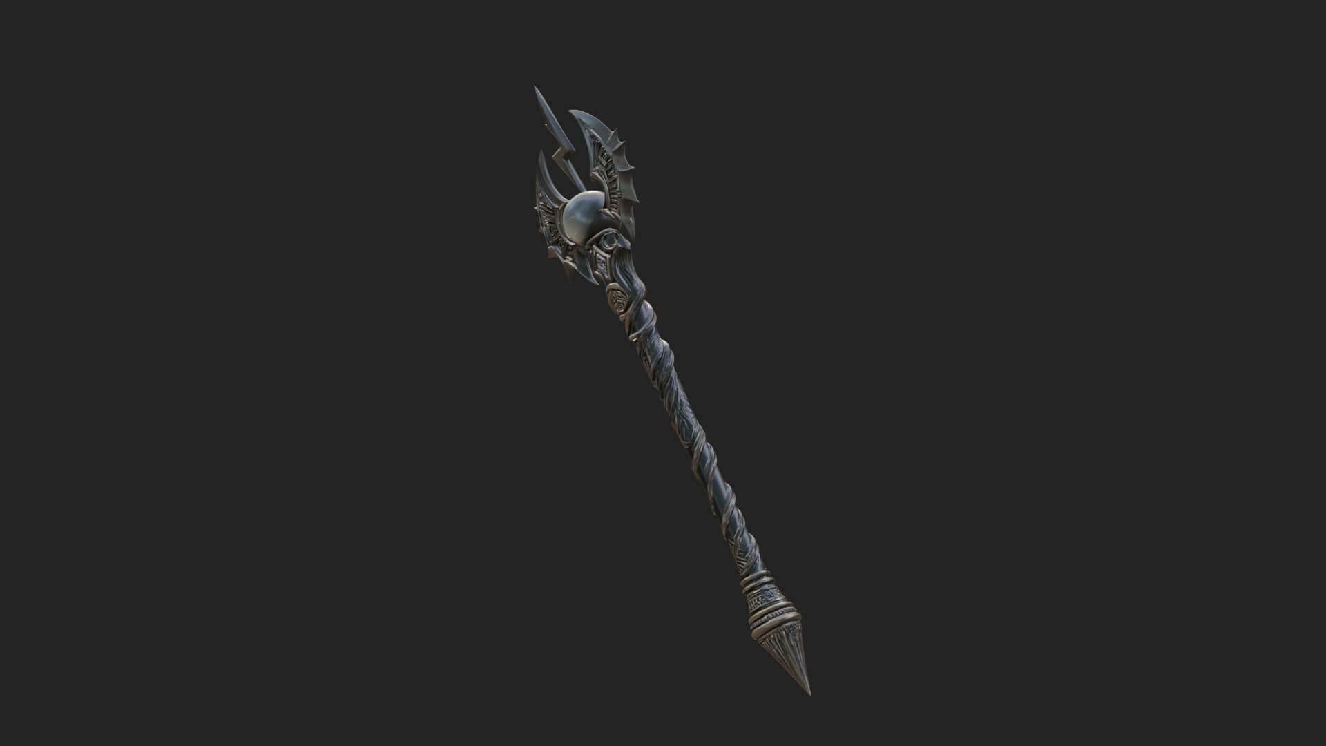 Dark Axe Head Staff Model Design 16 3D Print Model 3D Model