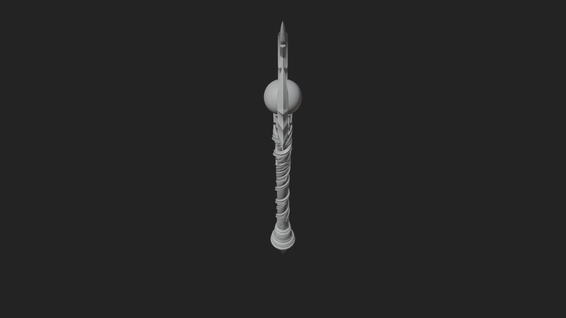 Dark Axe Head Staff Model Design 16 3D Print Model 3D Model
