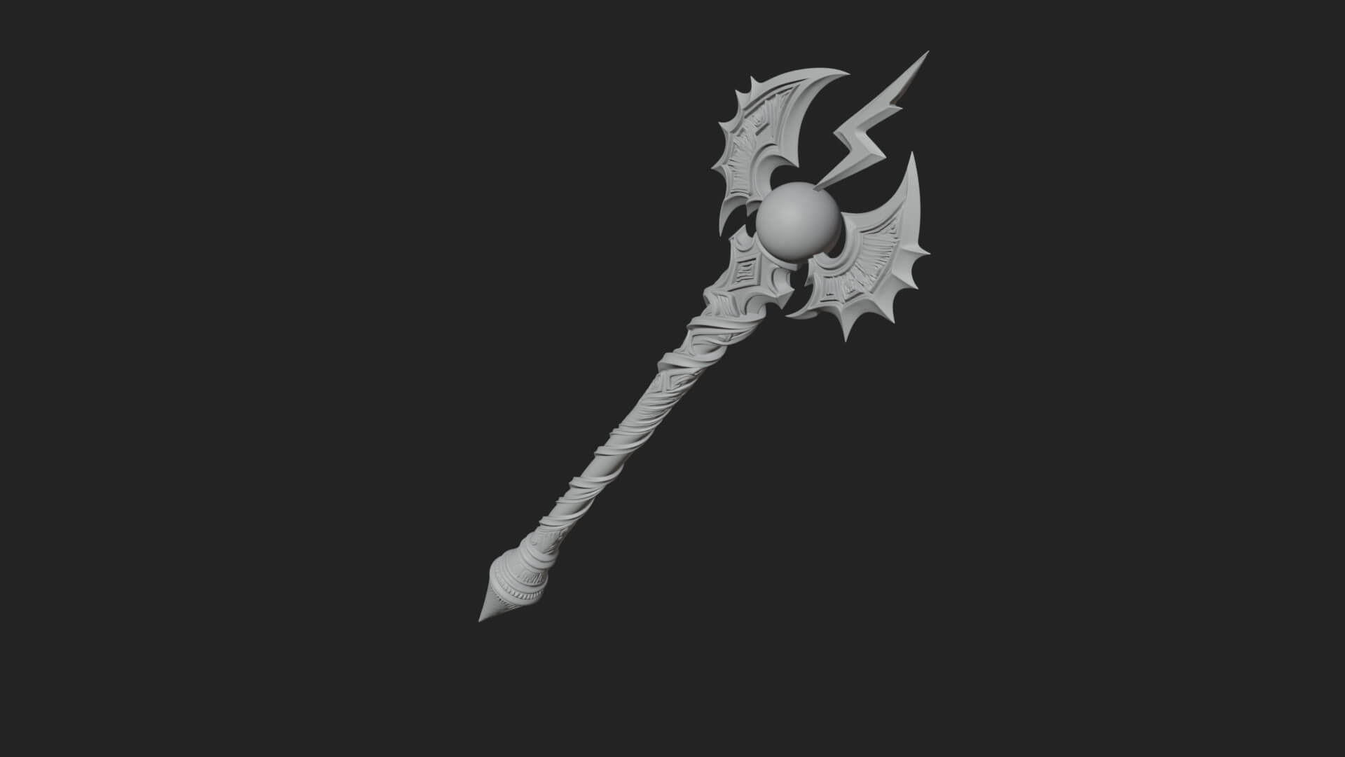 Dark Axe Head Staff Model Design 16 3D Print Model 3D Model