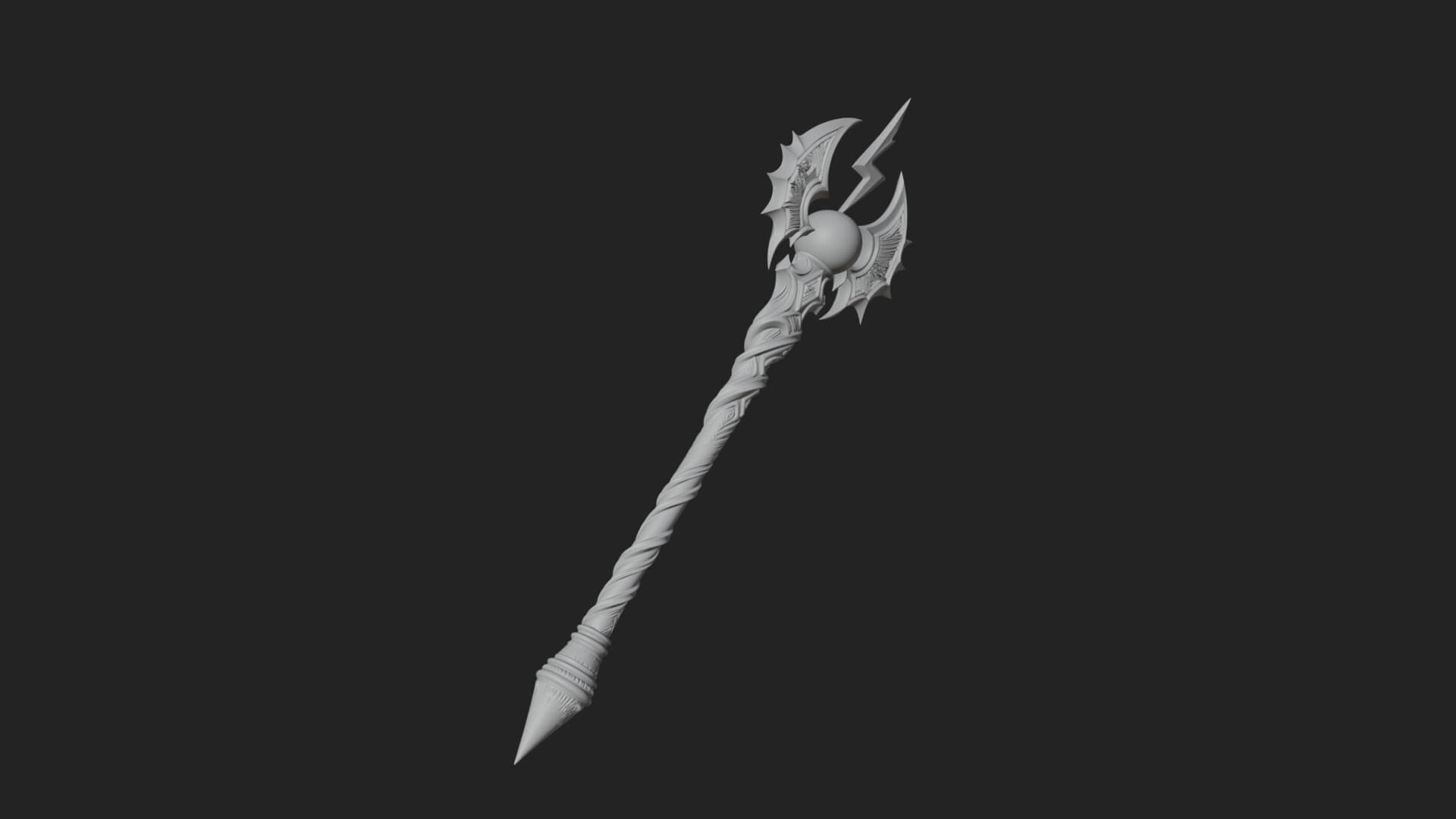 Dark Axe Head Staff Model Design 16 3D Print Model 3D Model