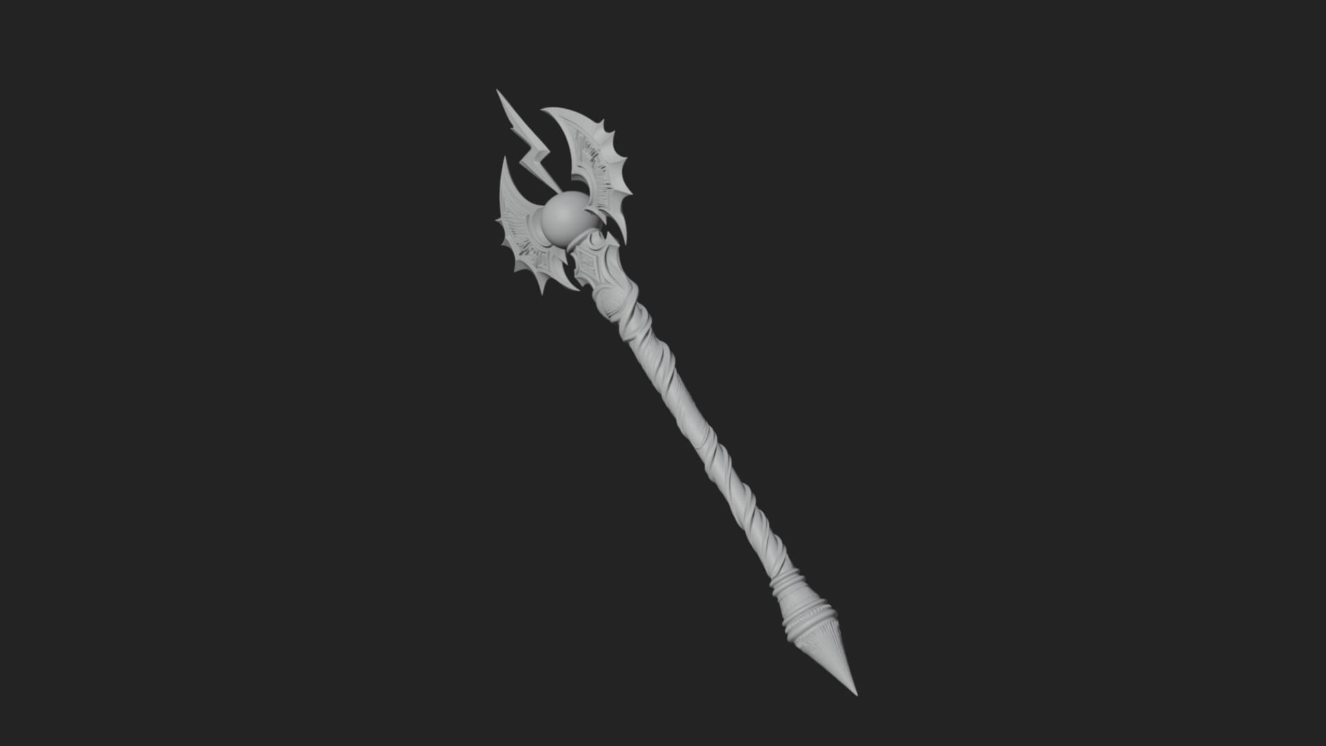 Dark Axe Head Staff Model Design 16 3D Print Model 3D Model