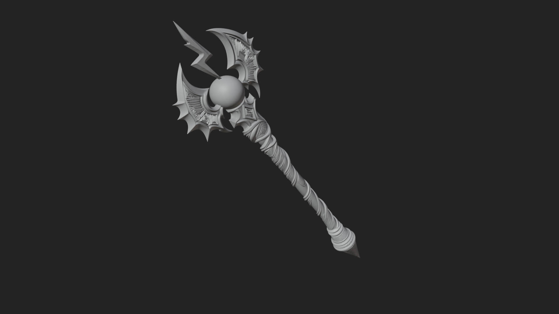 Dark Axe Head Staff Model Design 16 3D Print Model 3D Model