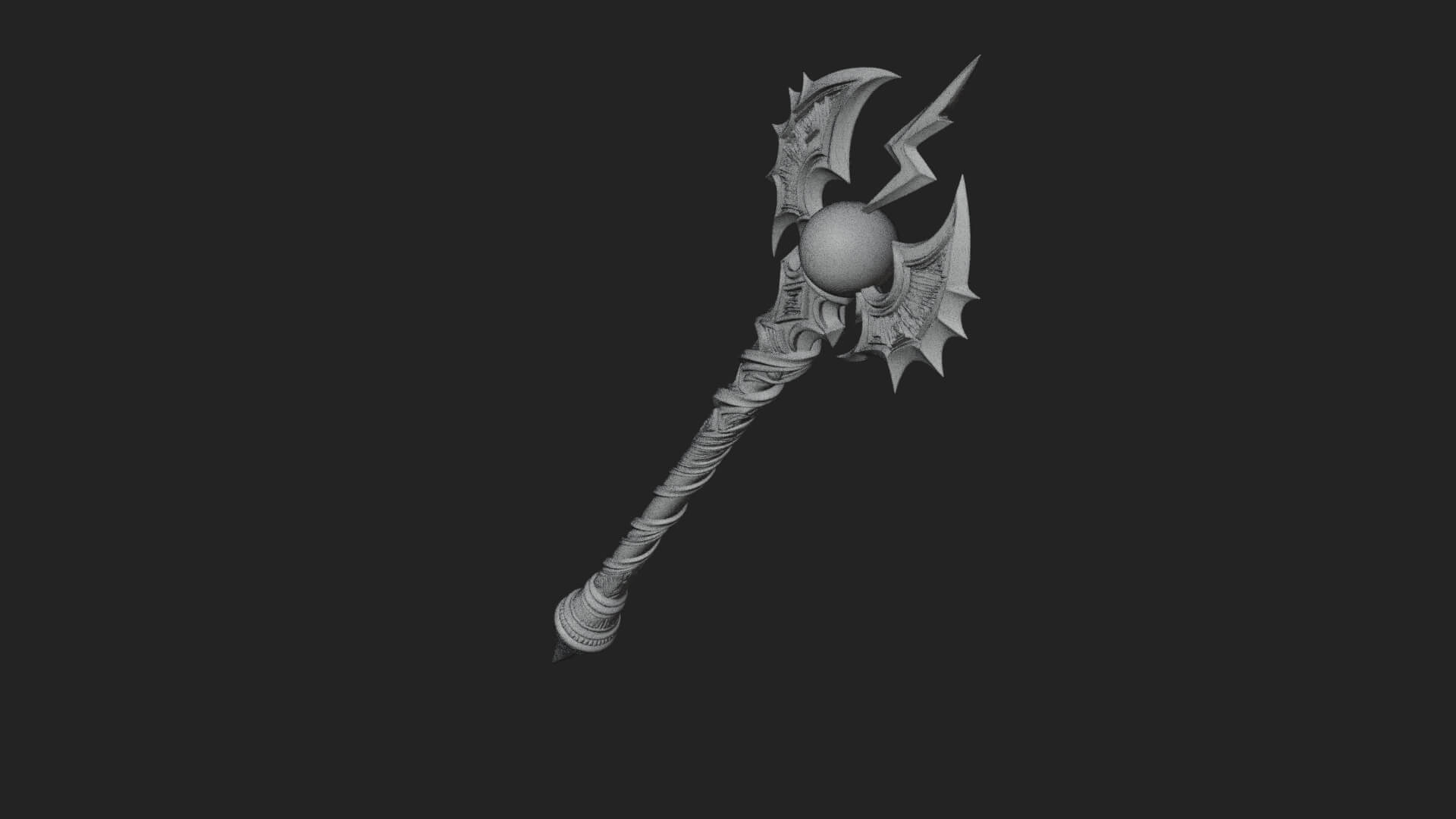 Dark Axe Head Staff Model Design 16 3D Print Model 3D Model