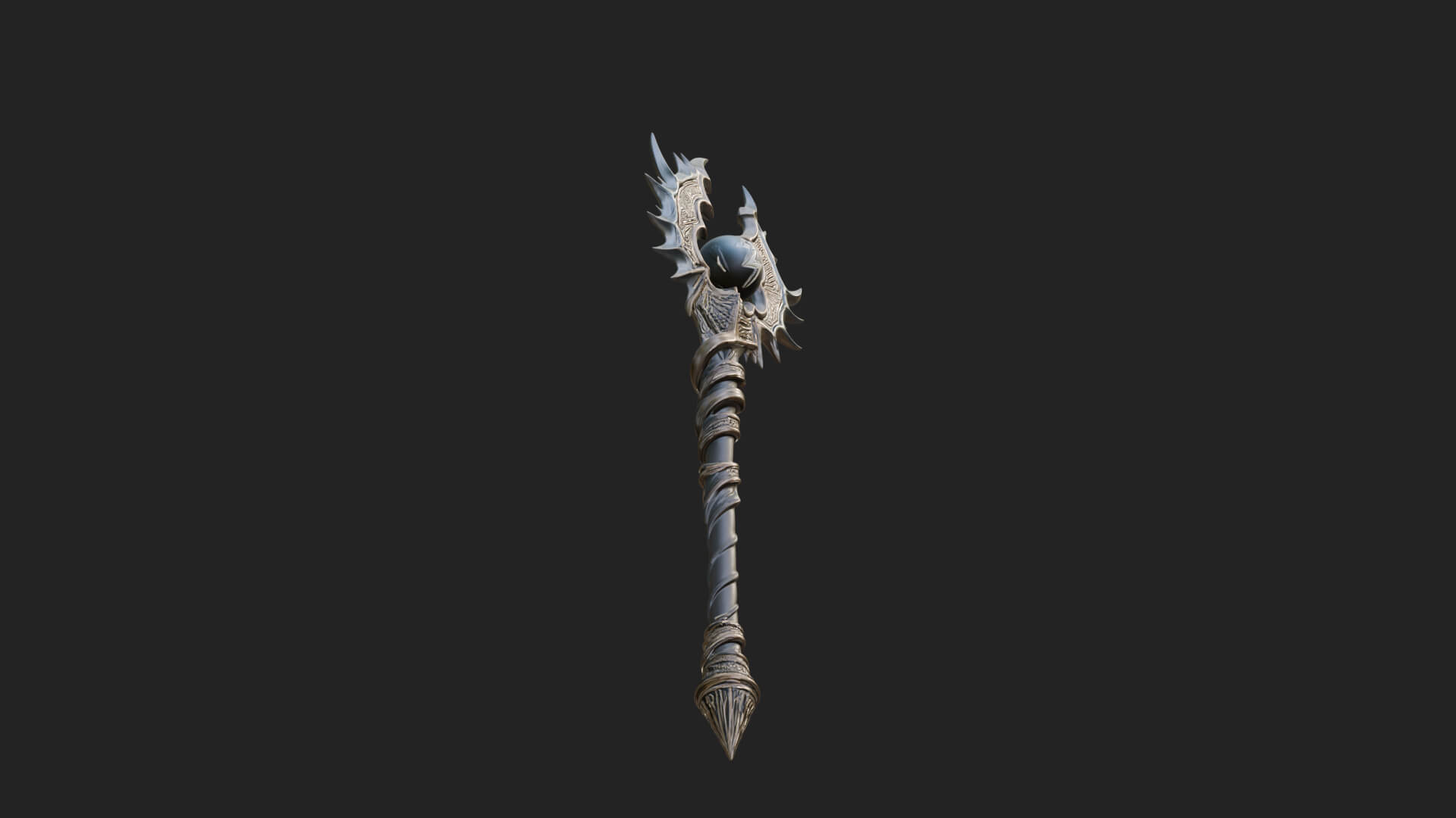 Dark Axe Head Staff Model Design 17 3D Print Model 3D Model
