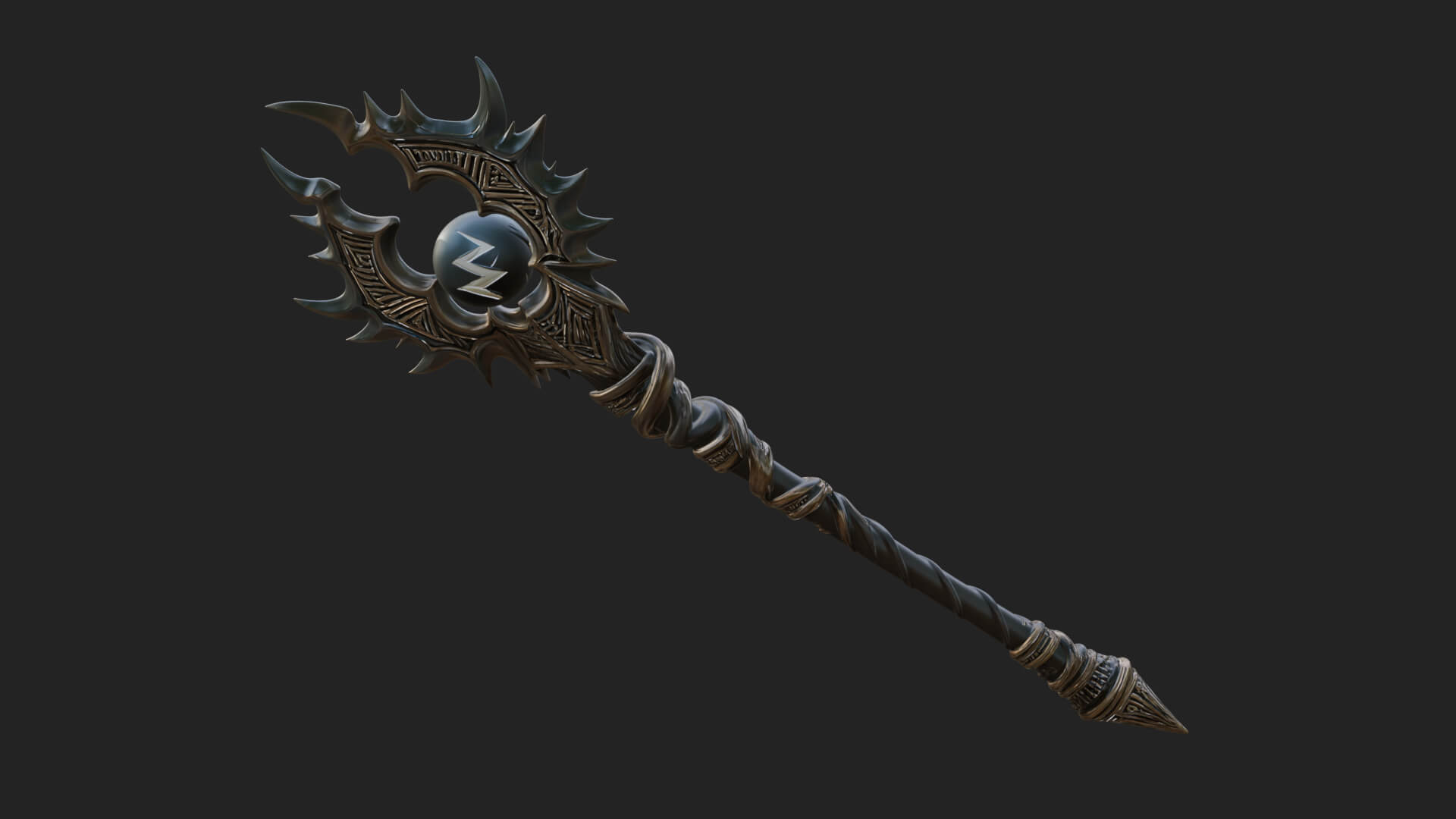 Dark Axe Head Staff Model Design 17 3D Print Model 3D Model