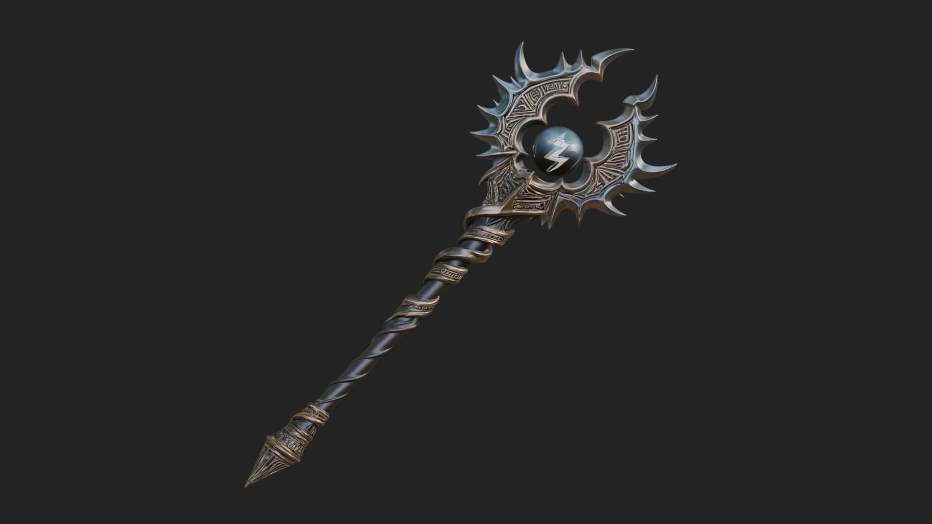 Dark Axe Head Staff Model Design 17 3D Print Model 3D Model