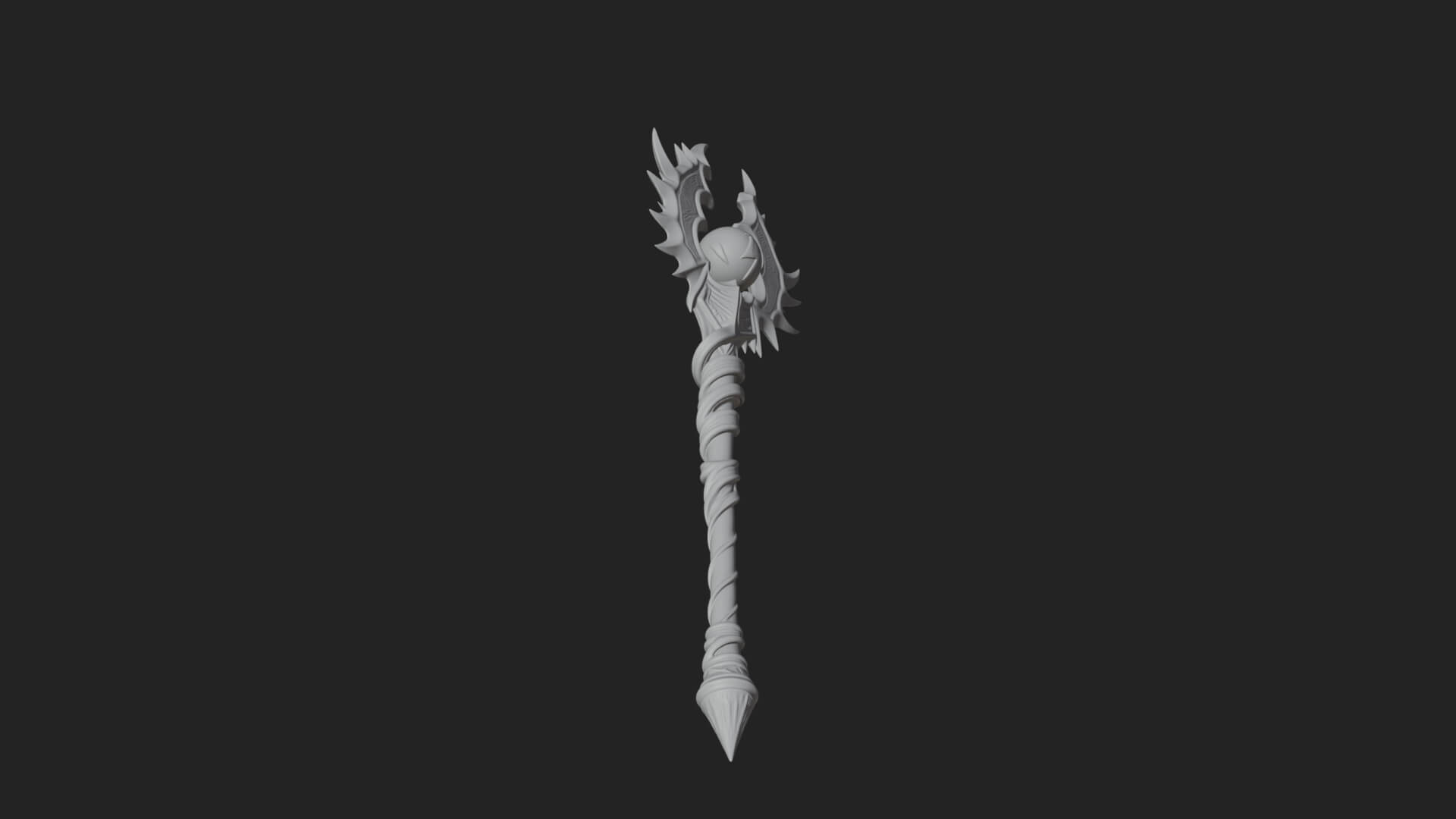 Dark Axe Head Staff Model Design 17 3D Print Model 3D Model
