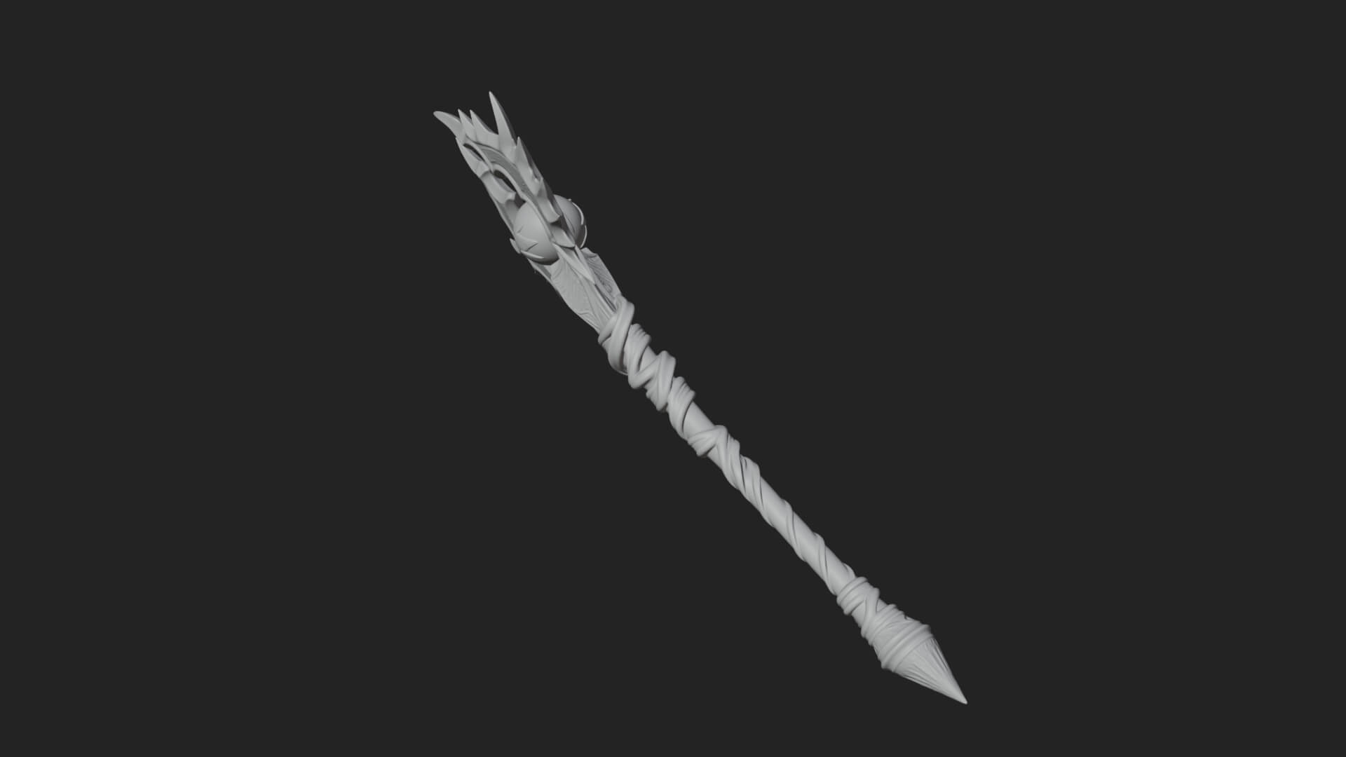 Dark Axe Head Staff Model Design 17 3D Print Model 3D Model