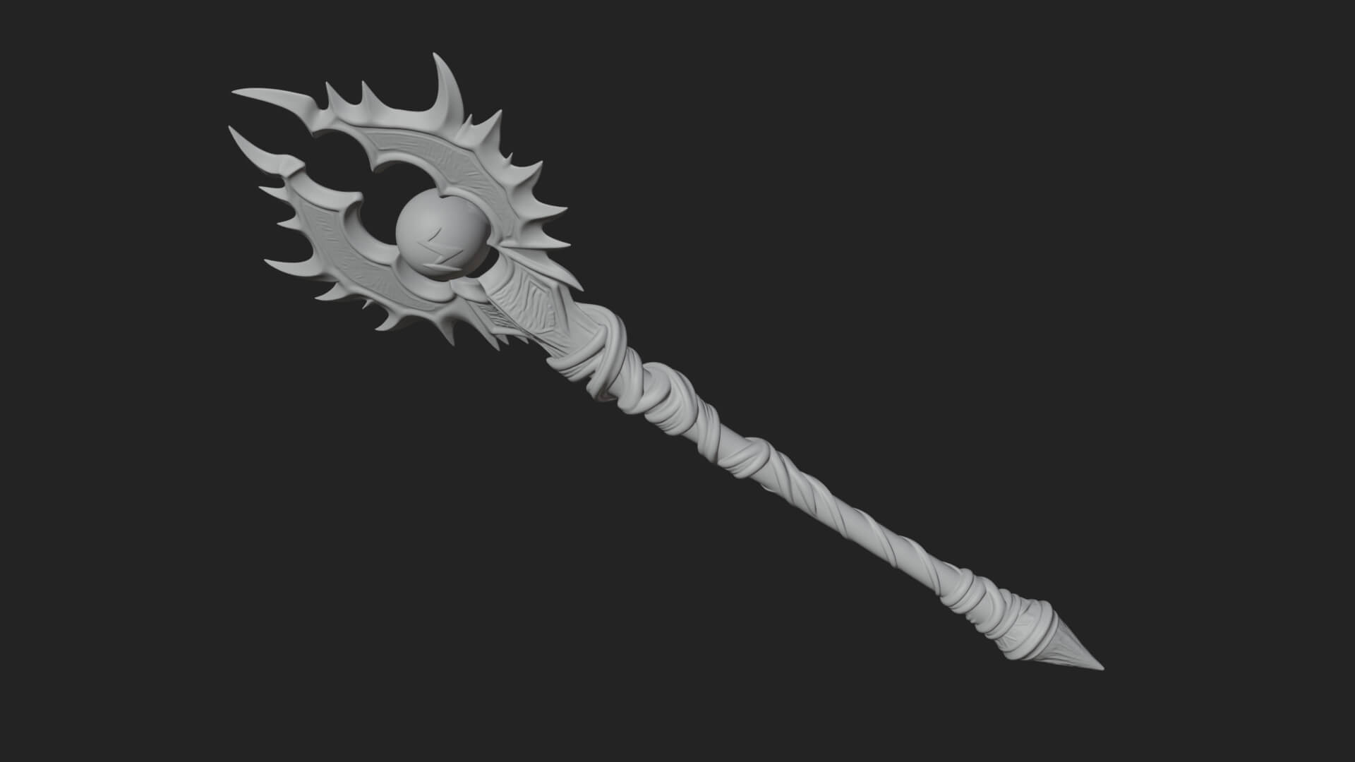 Dark Axe Head Staff Model Design 17 3D Print Model 3D Model