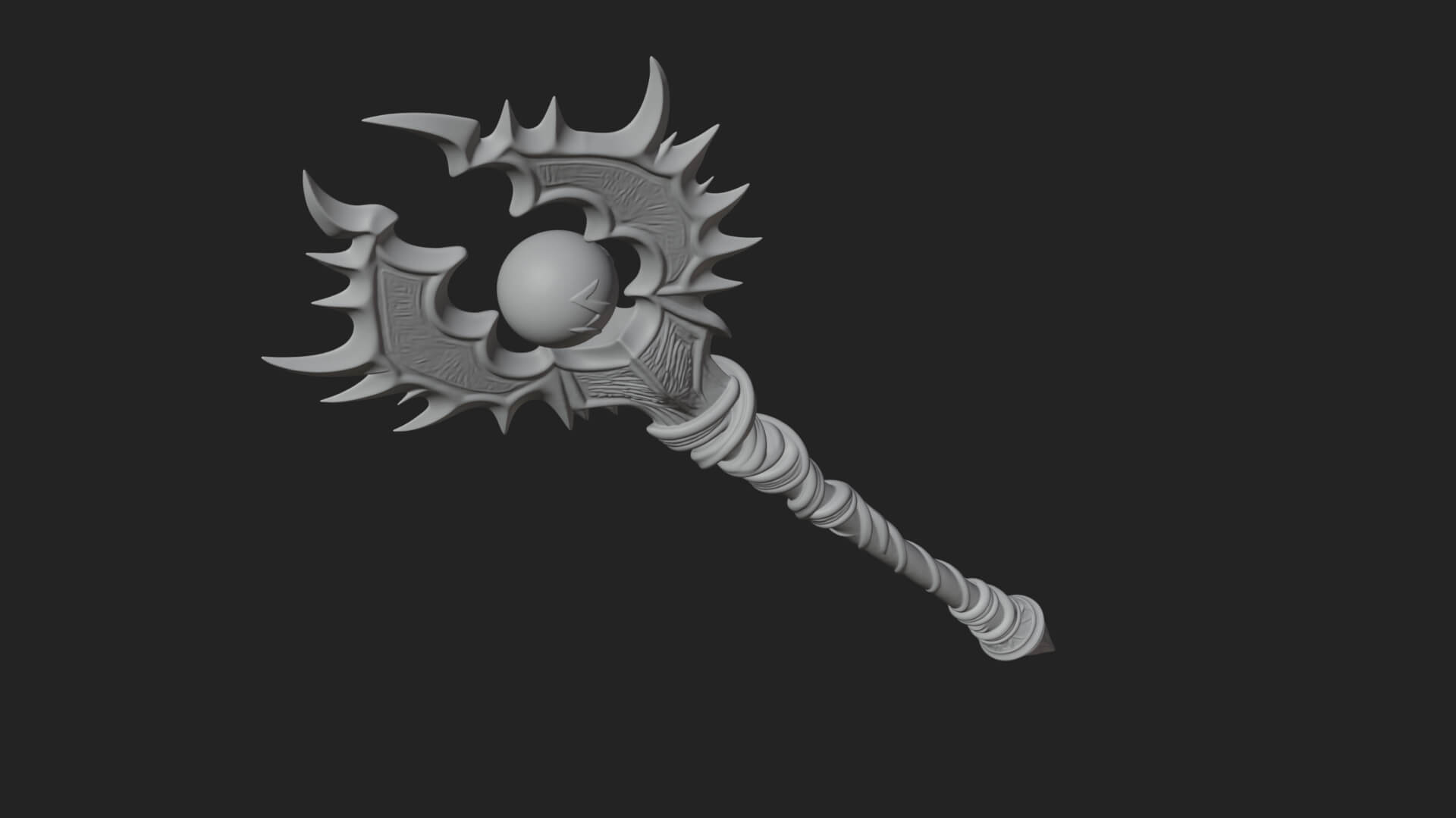 Dark Axe Head Staff Model Design 17 3D Print Model 3D Model