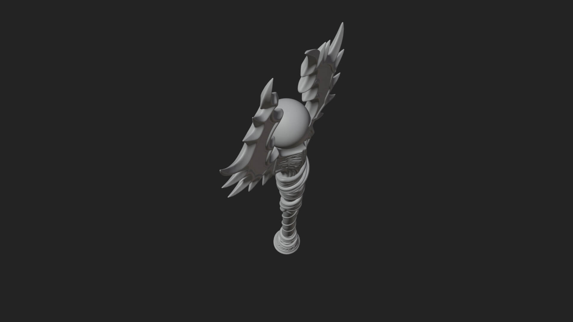 Dark Axe Head Staff Model Design 17 3D Print Model 3D Model