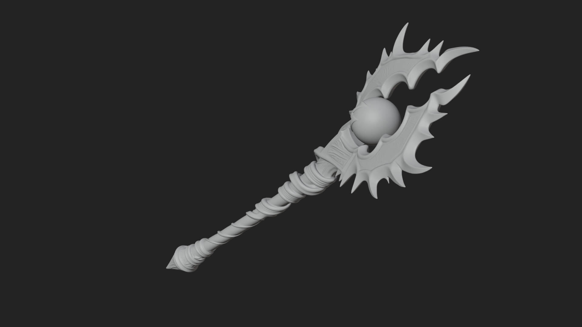 Dark Axe Head Staff Model Design 17 3D Print Model 3D Model