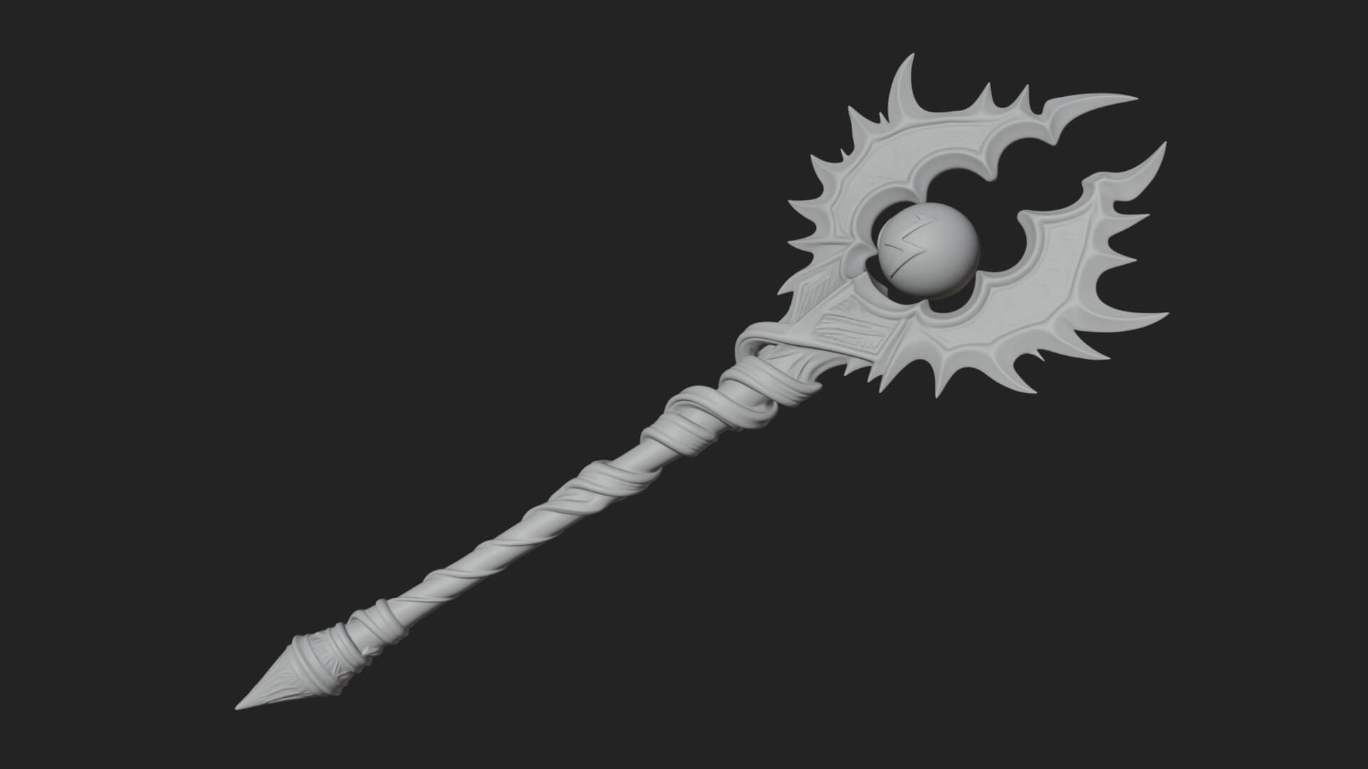 Dark Axe Head Staff Model Design 17 3D Print Model 3D Model