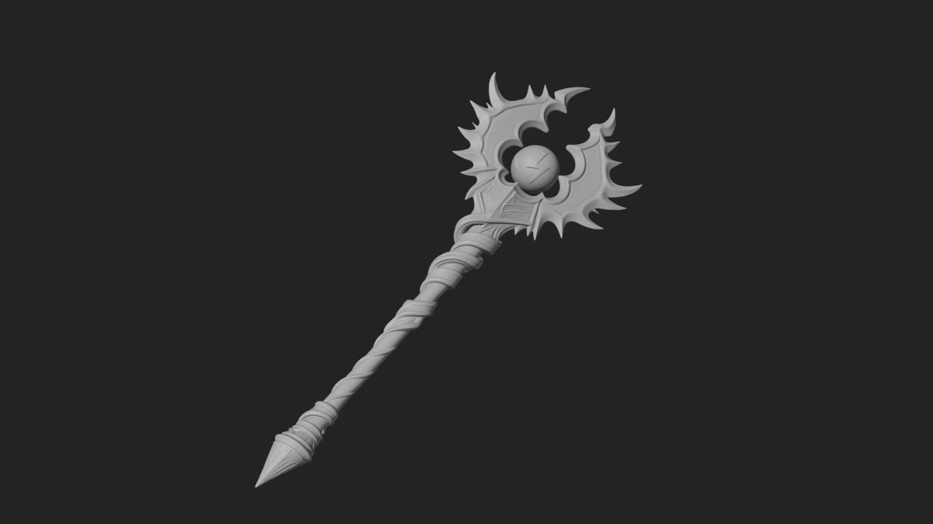 Dark Axe Head Staff Model Design 17 3D Print Model 3D Model