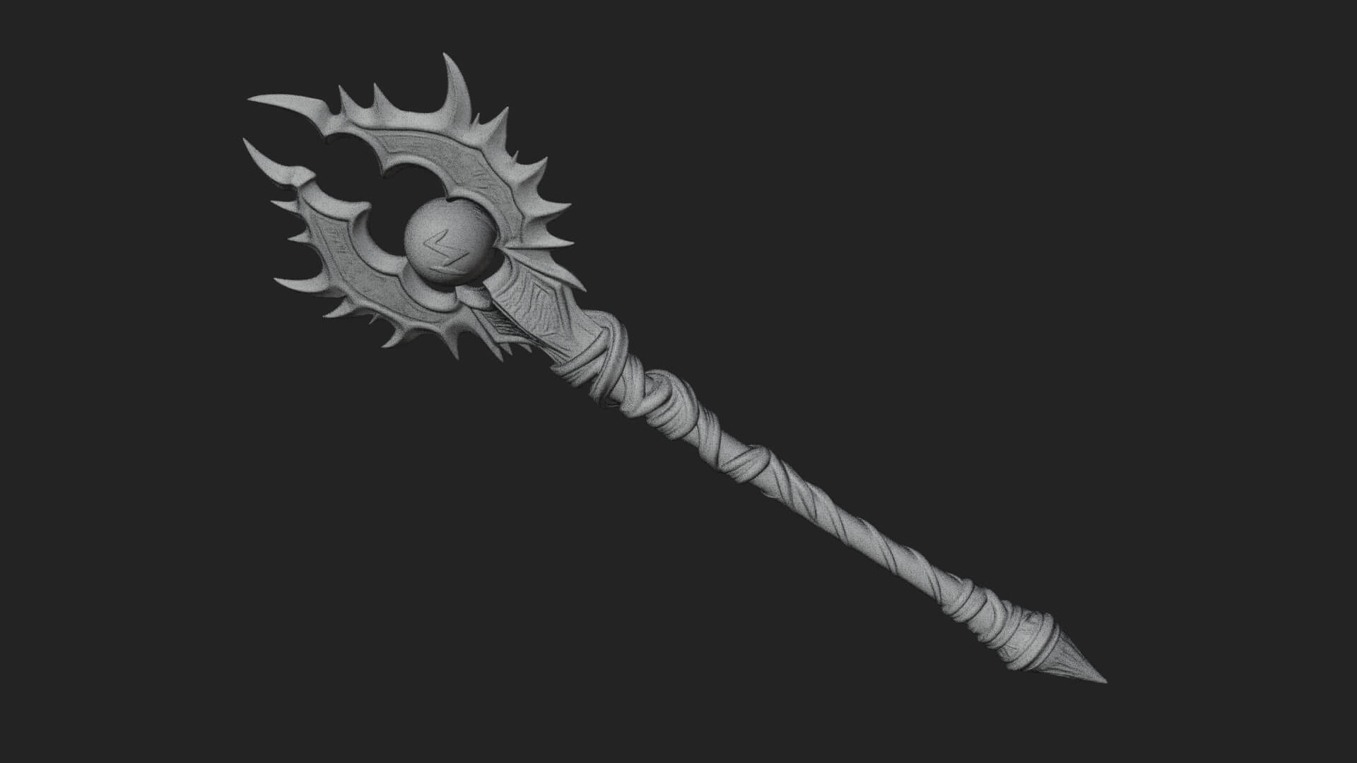 Dark Axe Head Staff Model Design 17 3D Print Model 3D Model