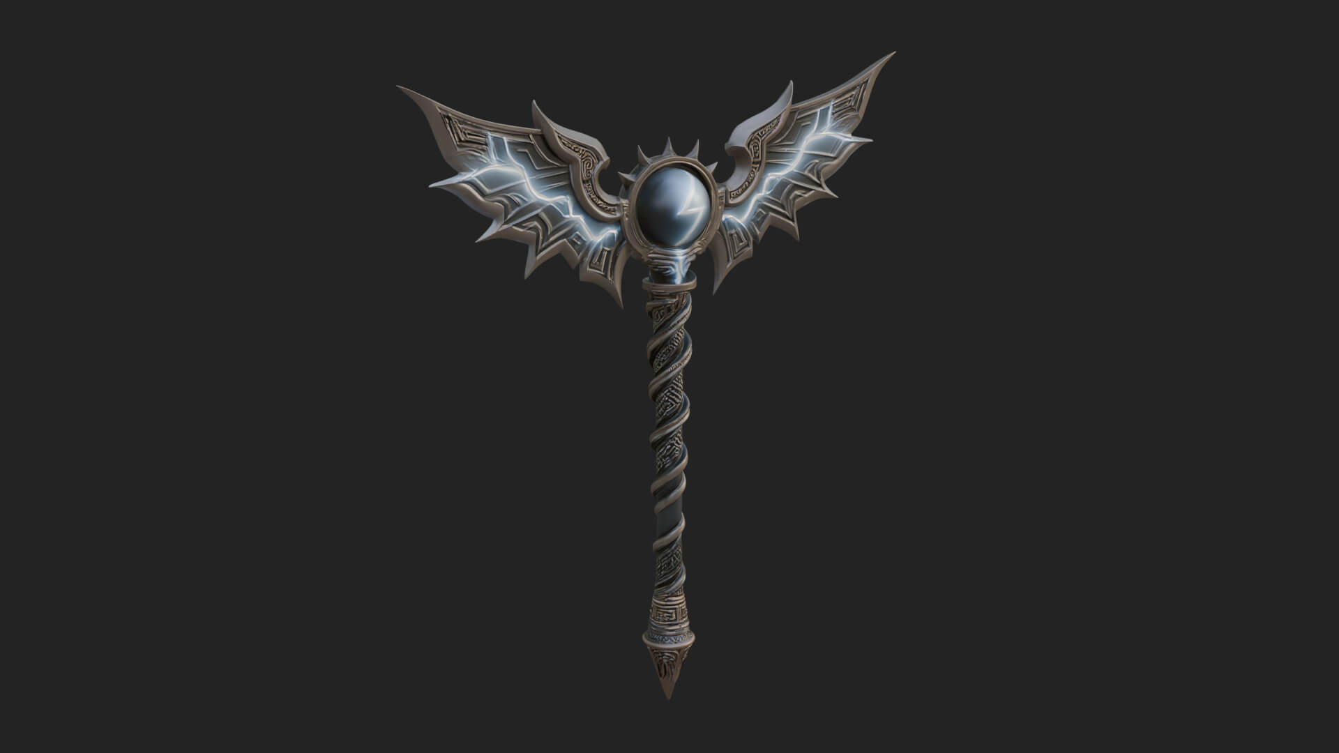 Dark Axe Head Staff Model Design 18 3D Print Model 3D Model