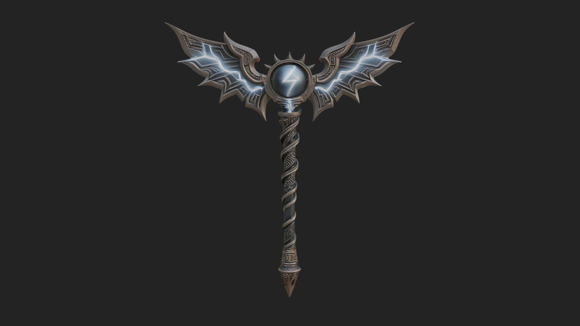 Dark Axe Head Staff Model Design 18 3D Print Model 3D Model