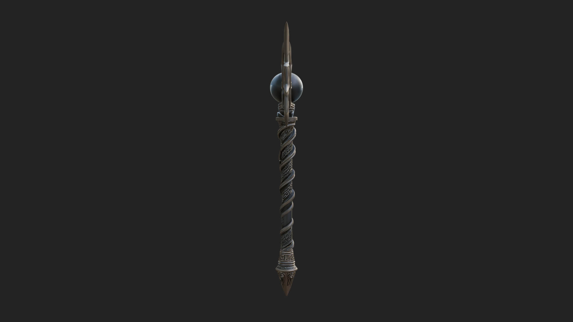 Dark Axe Head Staff Model Design 18 3D Print Model 3D Model