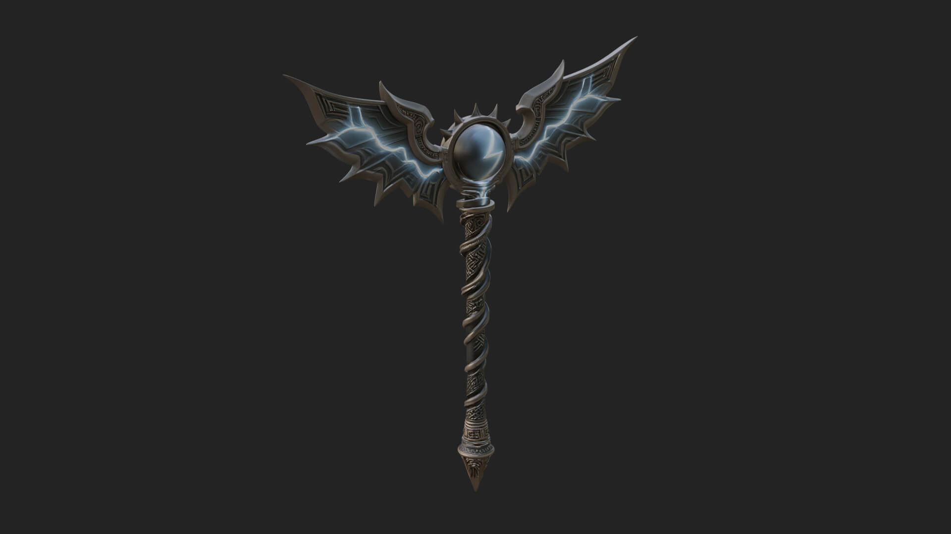 Dark Axe Head Staff Model Design 18 3D Print Model 3D Model