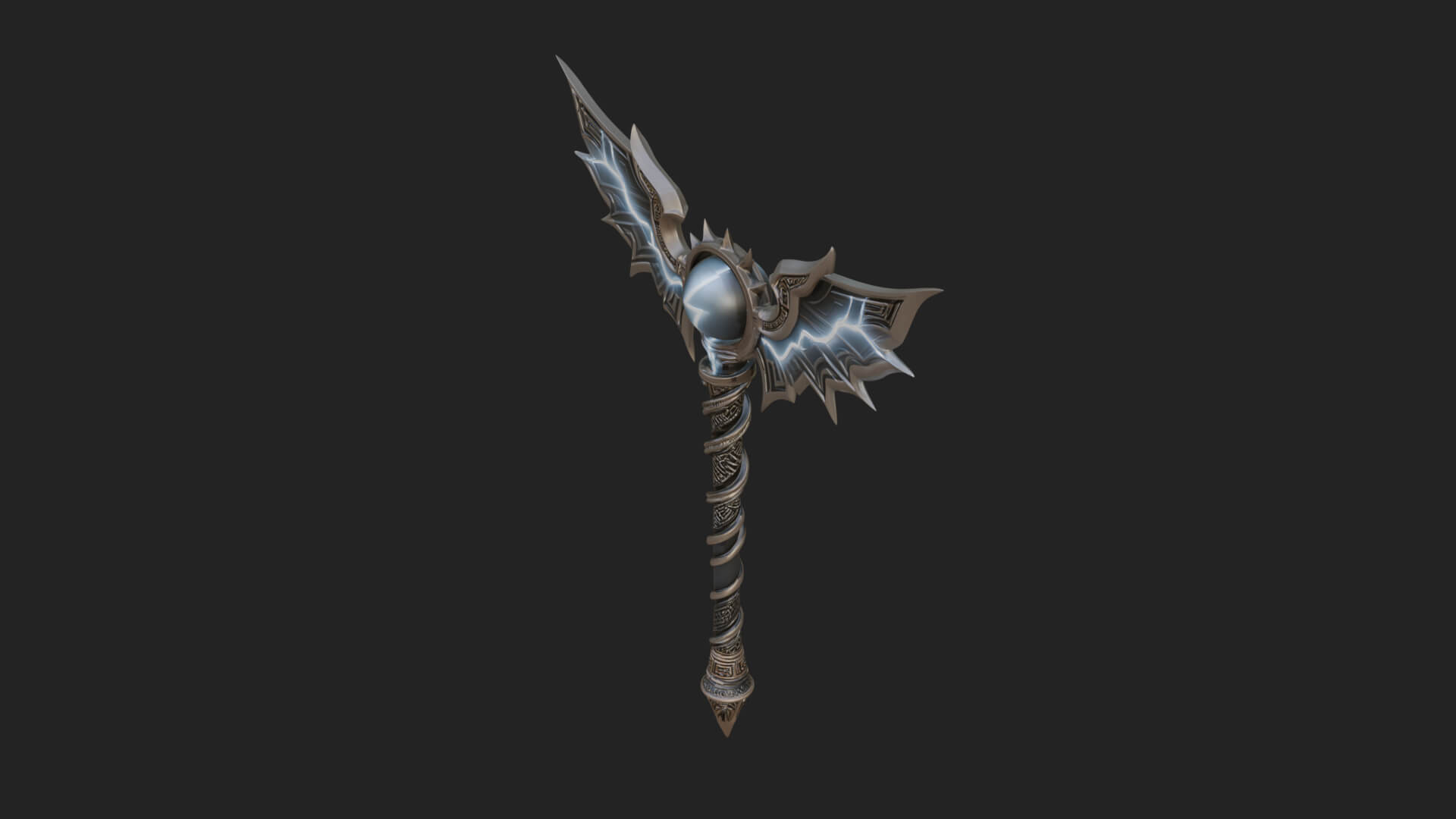 Dark Axe Head Staff Model Design 18 3D Print Model 3D Model