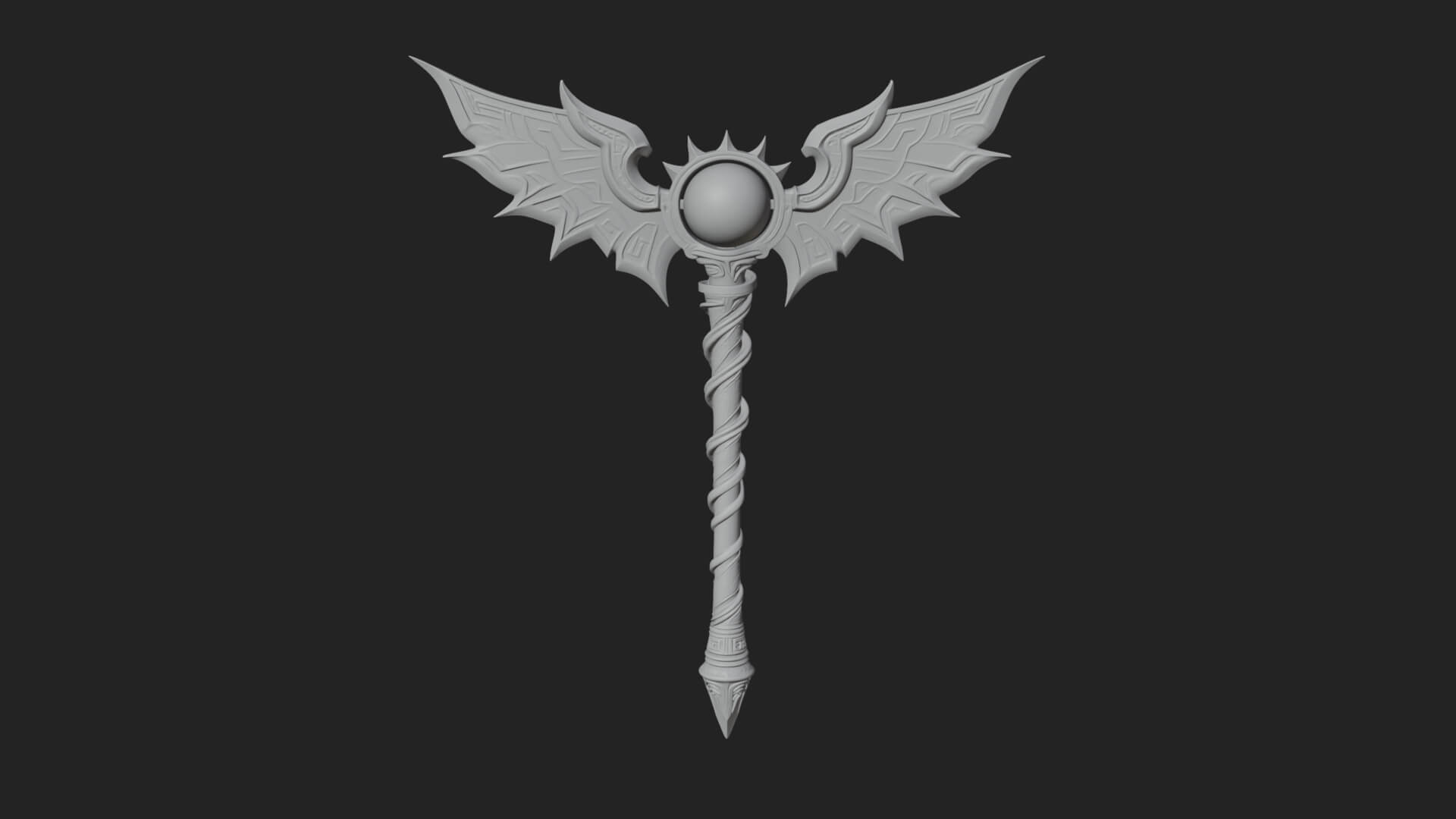 Dark Axe Head Staff Model Design 18 3D Print Model 3D Model