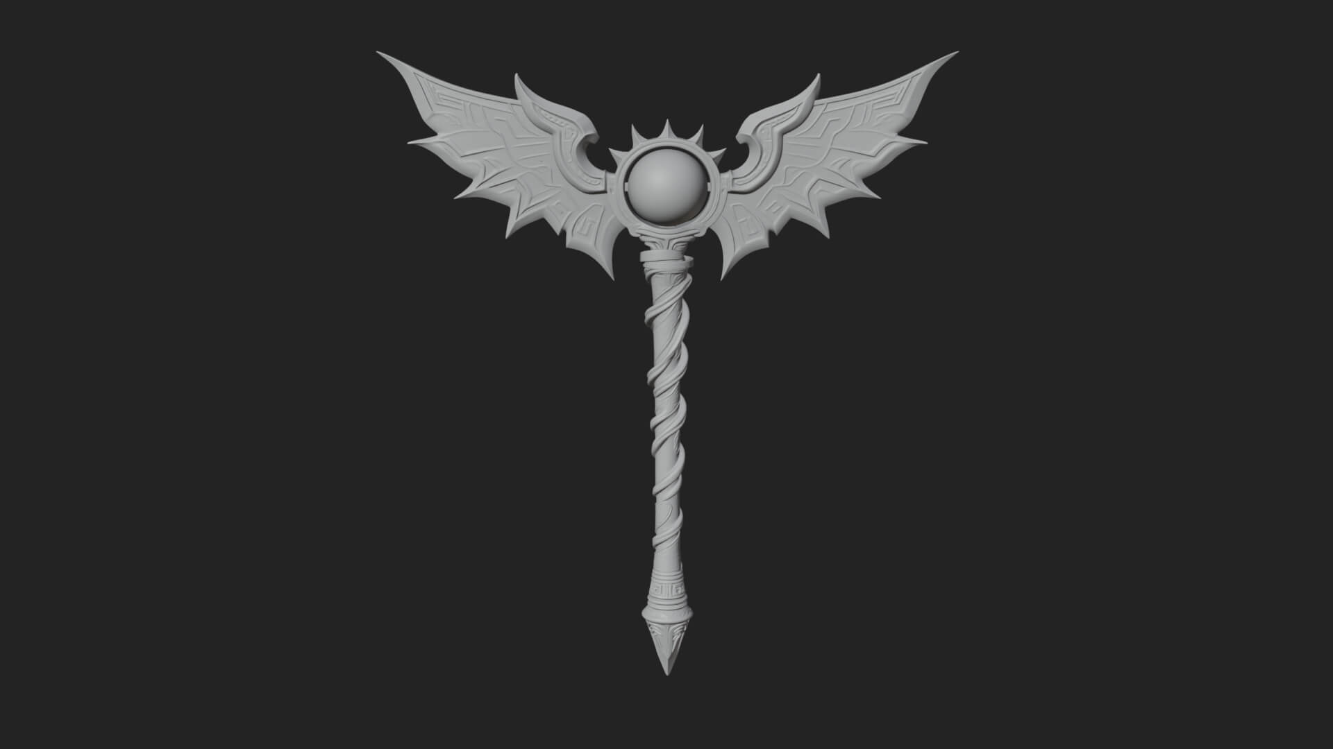 Dark Axe Head Staff Model Design 18 3D Print Model 3D Model