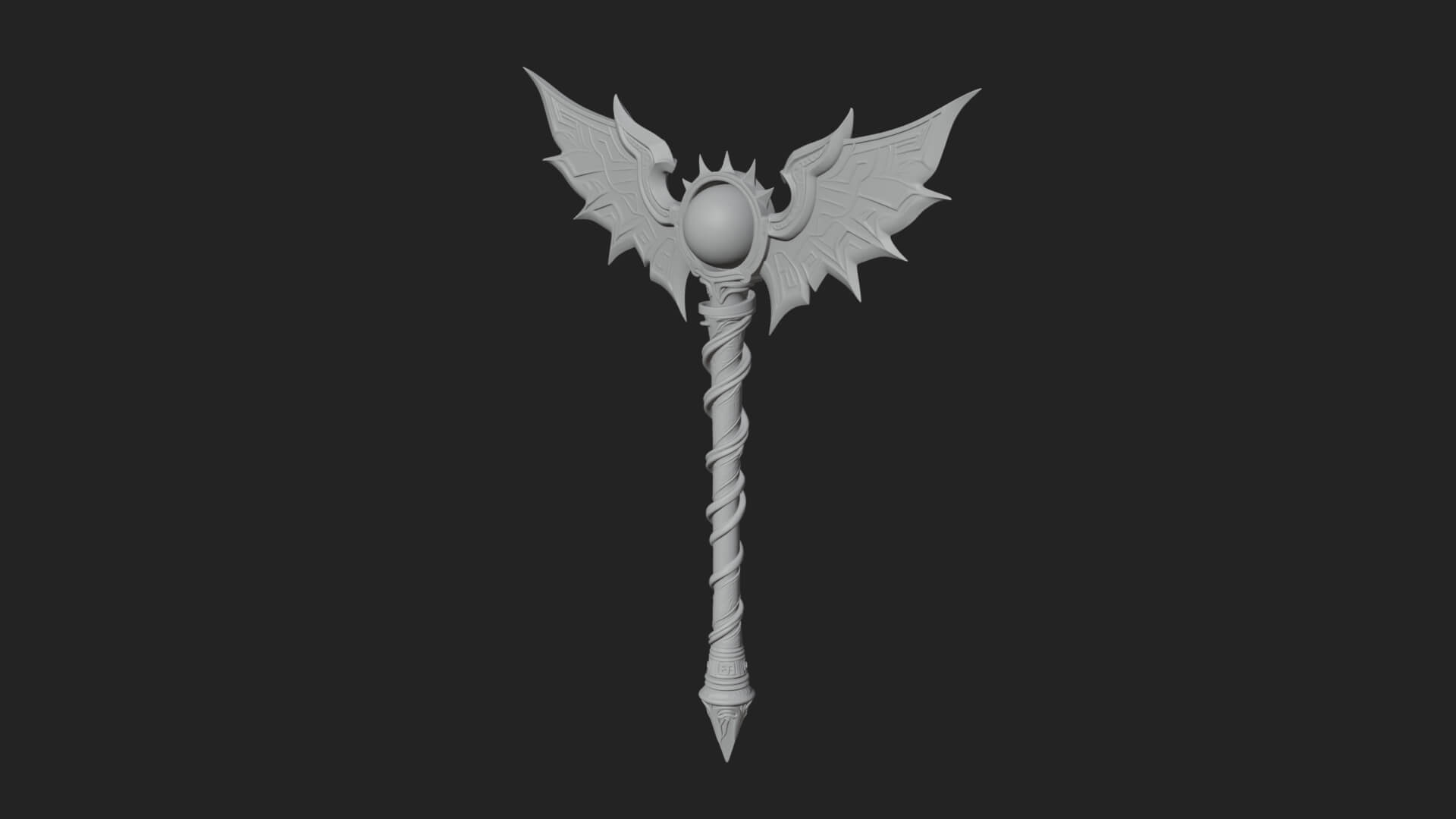 Dark Axe Head Staff Model Design 18 3D Print Model 3D Model