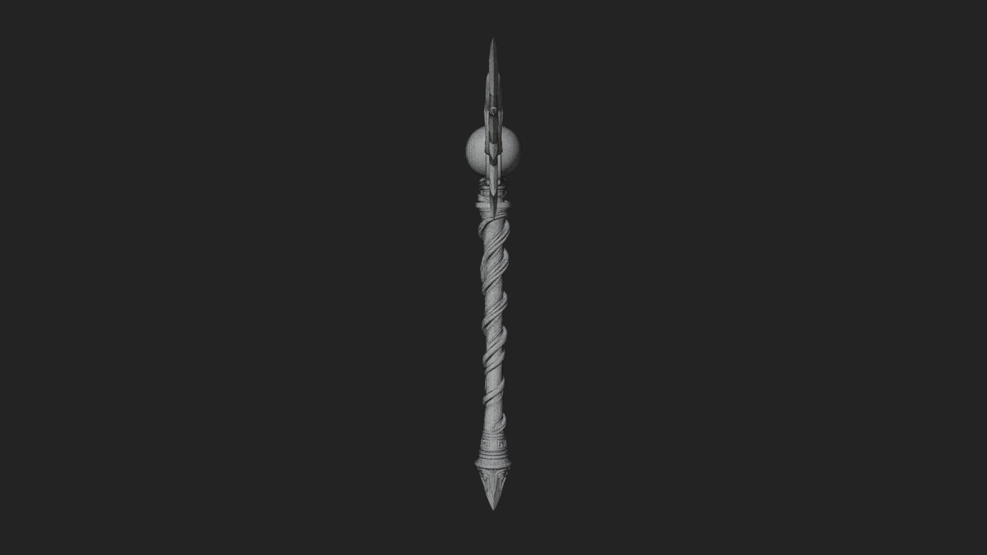 Dark Axe Head Staff Model Design 18 3D Print Model 3D Model