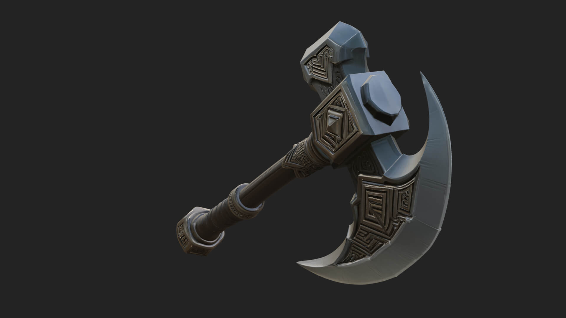 Dark Axe Head Staff Model Design 2 3D Print Model 3D Model