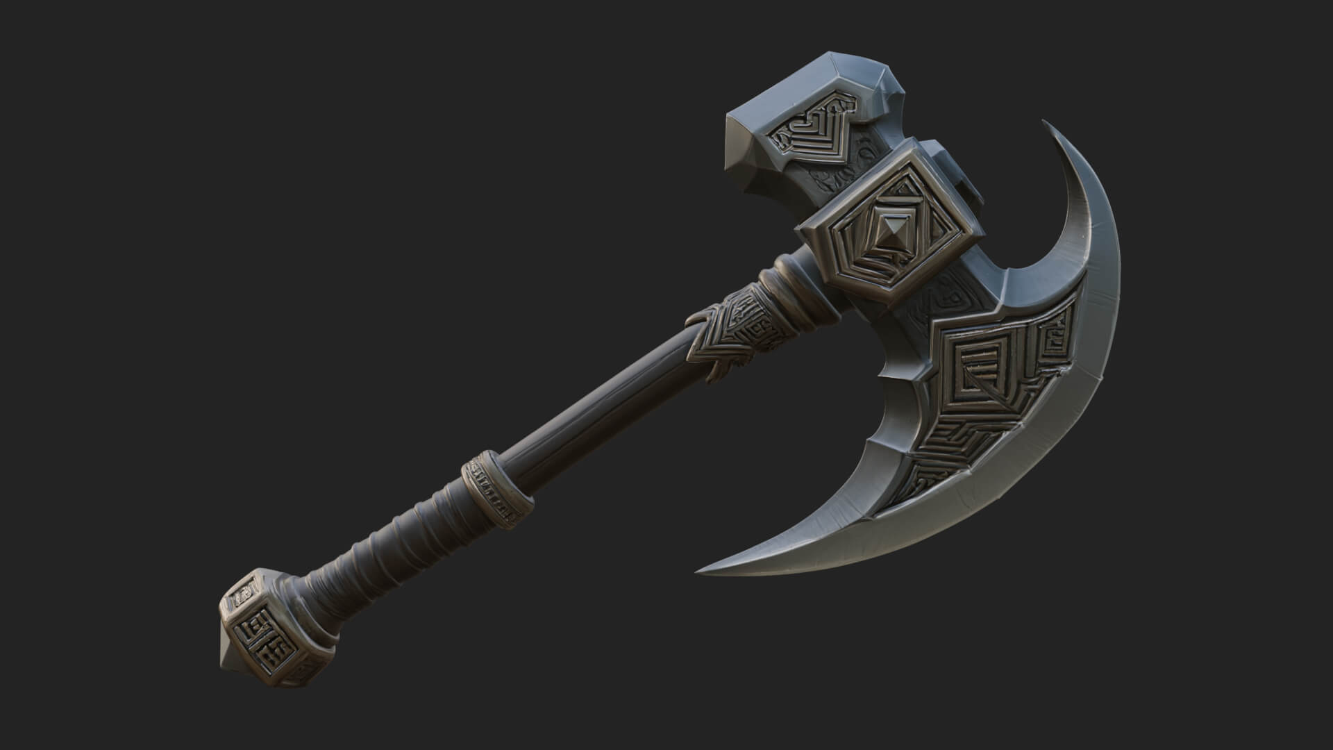 Dark Axe Head Staff Model Design 2 3D Print Model 3D Model