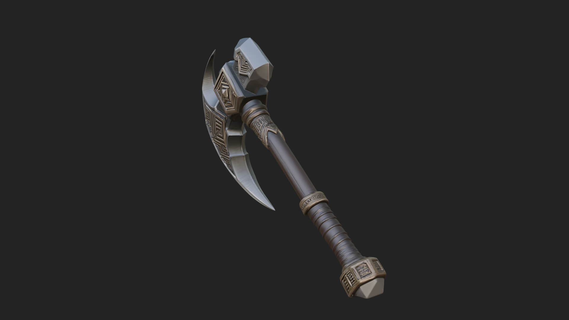 Dark Axe Head Staff Model Design 2 3D Print Model 3D Model
