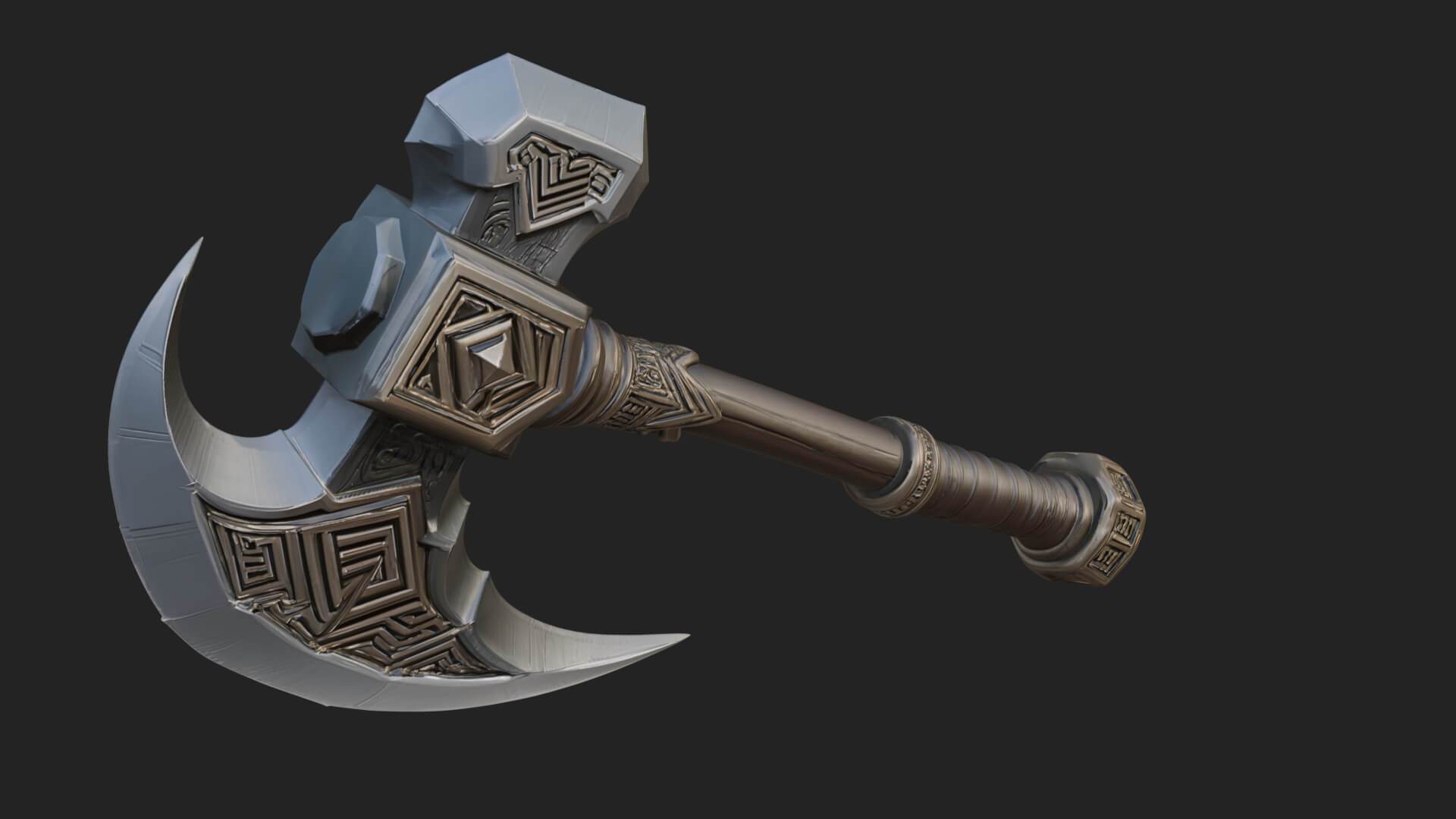 Dark Axe Head Staff Model Design 2 3D Print Model 3D Model