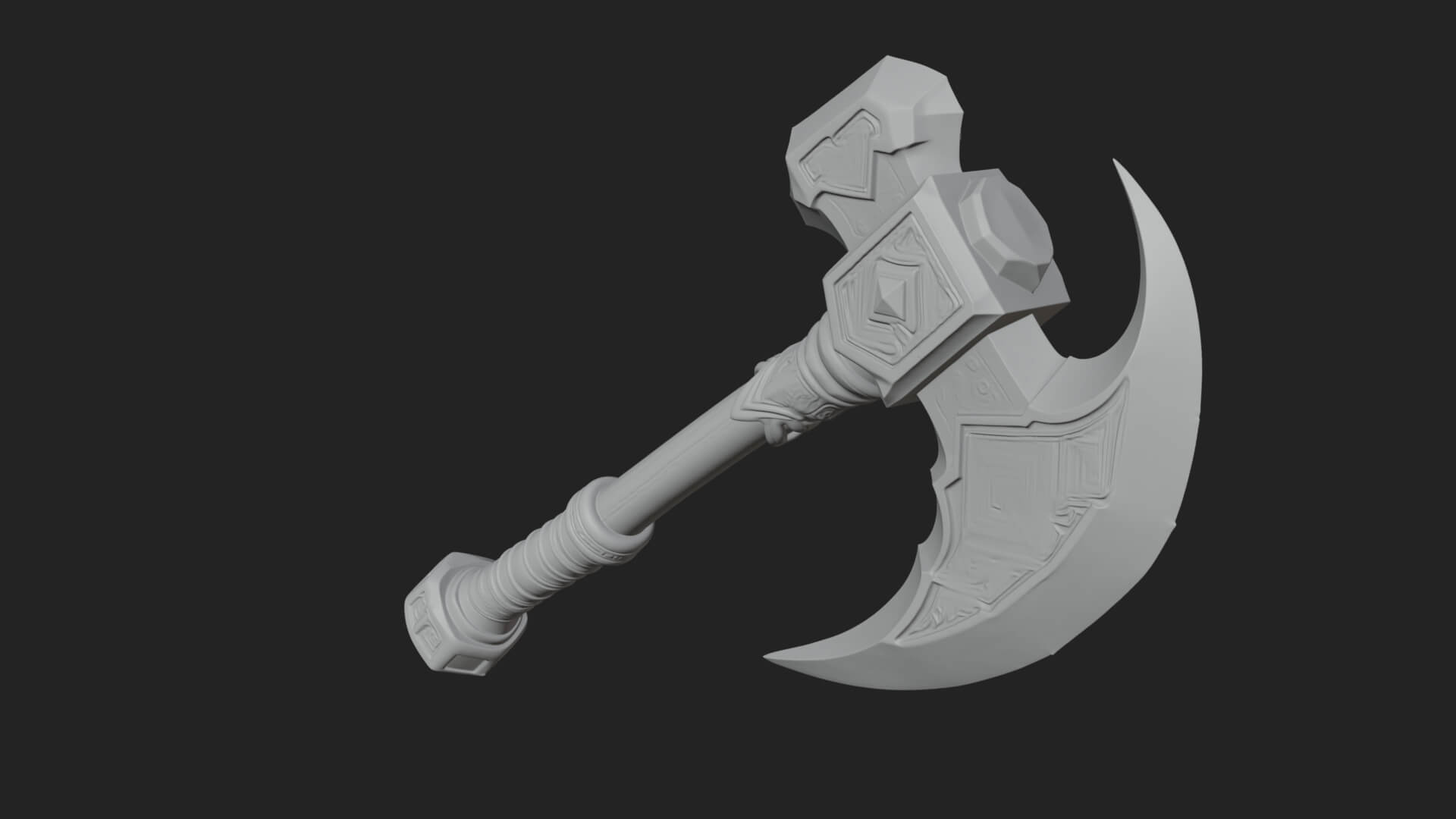Dark Axe Head Staff Model Design 2 3D Print Model 3D Model