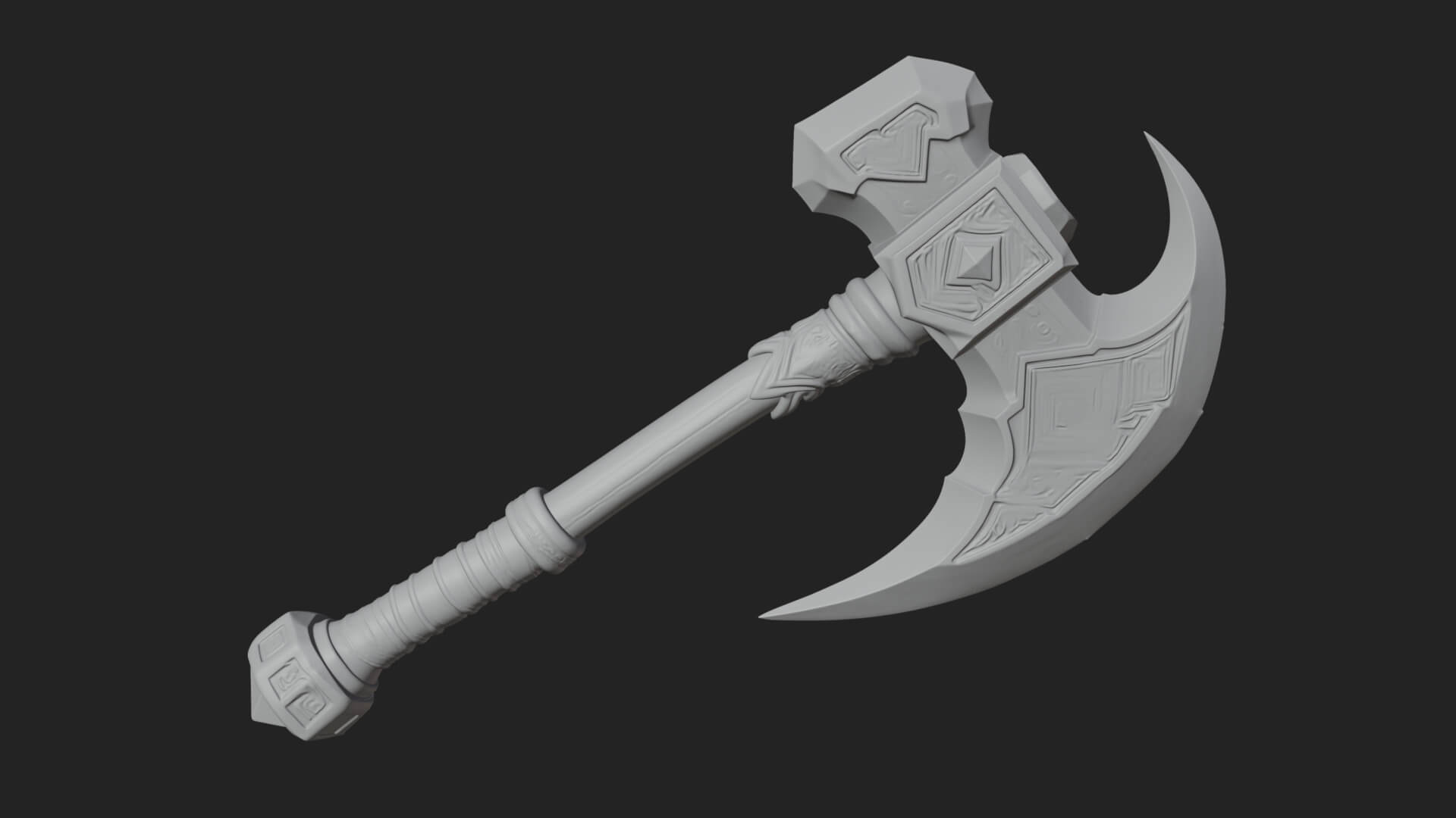 Dark Axe Head Staff Model Design 2 3D Print Model 3D Model