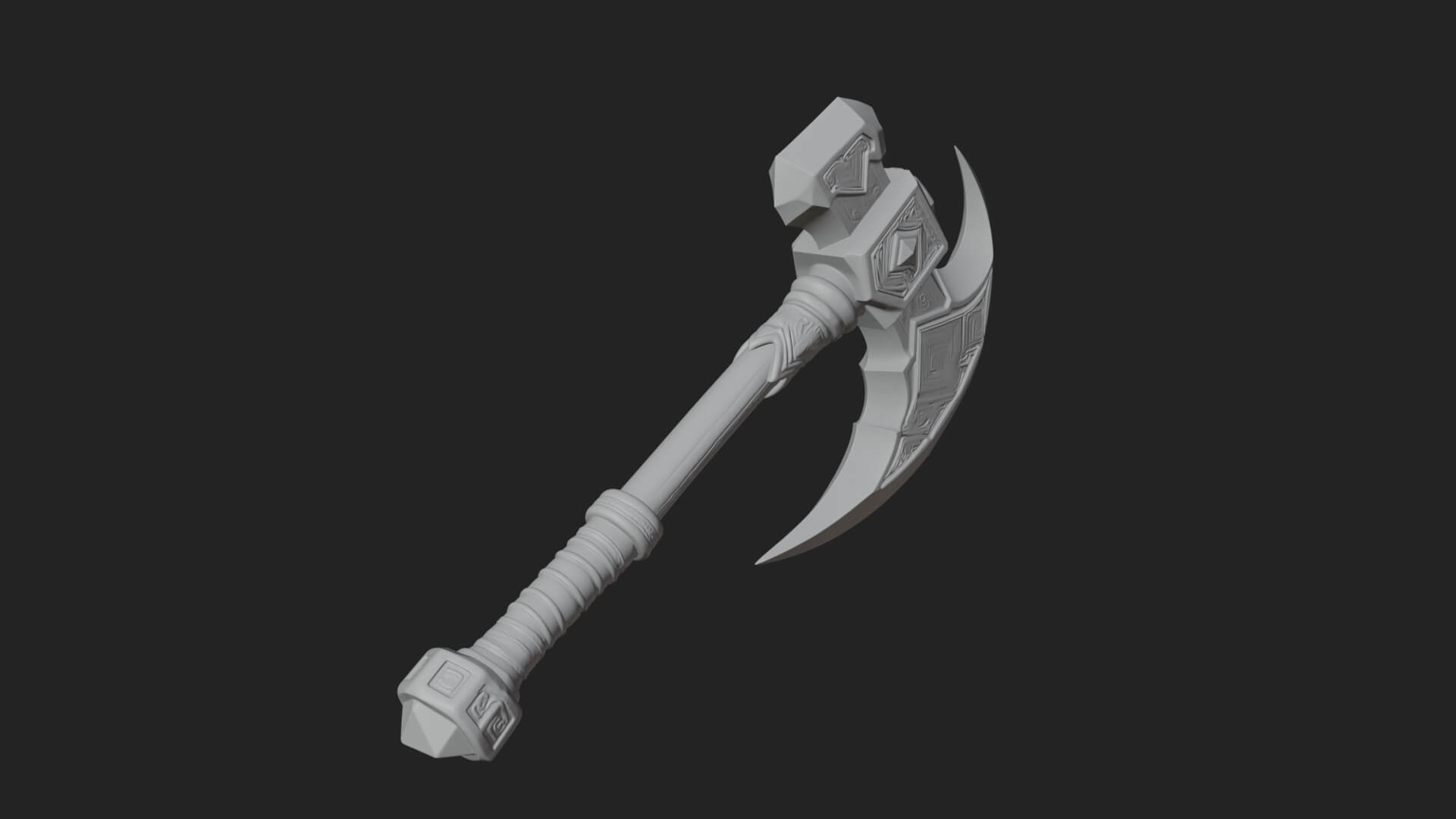 Dark Axe Head Staff Model Design 2 3D Print Model 3D Model
