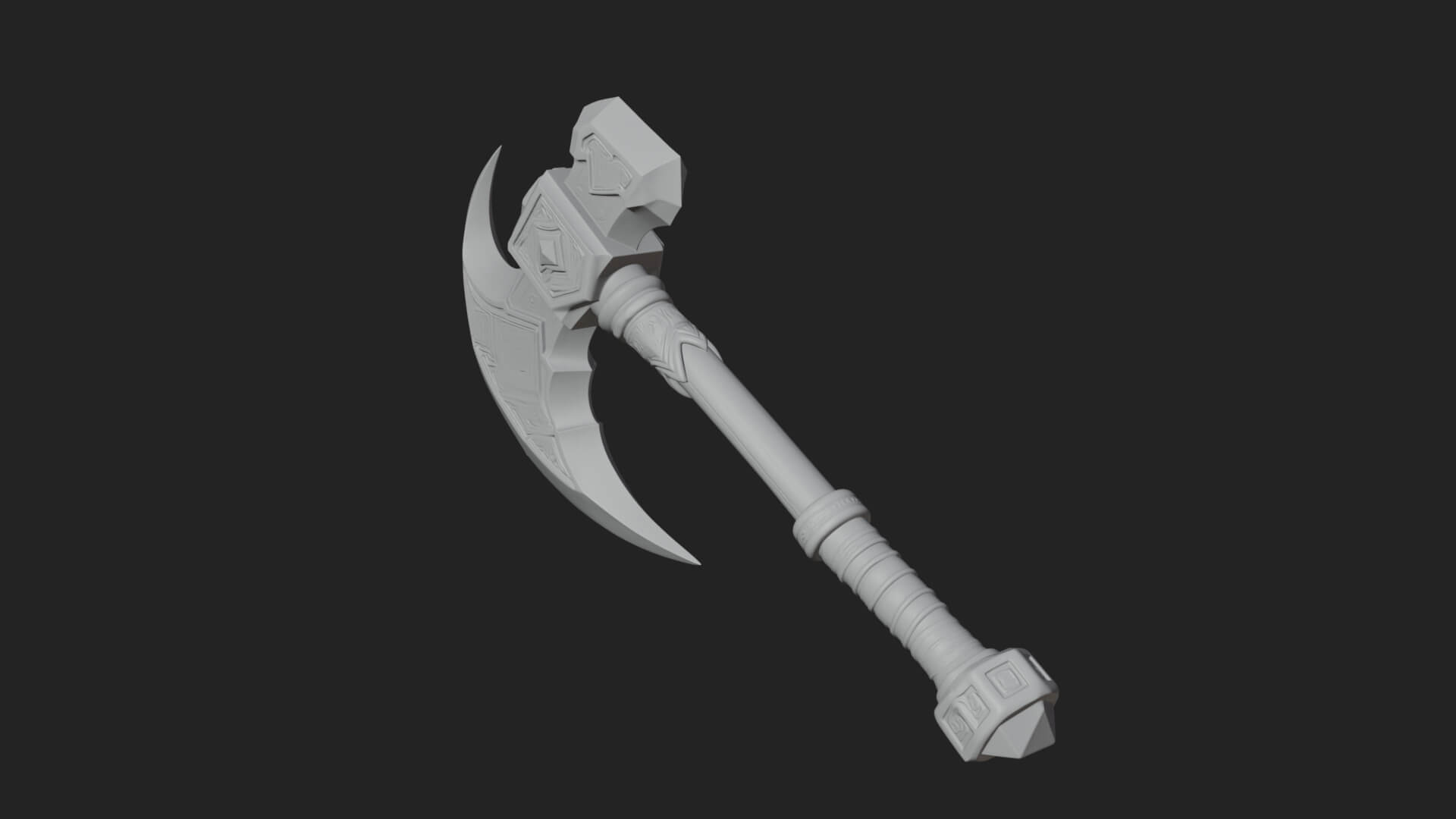 Dark Axe Head Staff Model Design 2 3D Print Model 3D Model