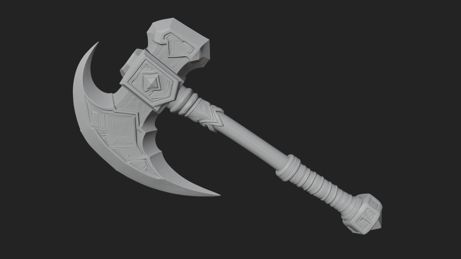 Dark Axe Head Staff Model Design 2 3D Print Model 3D Model